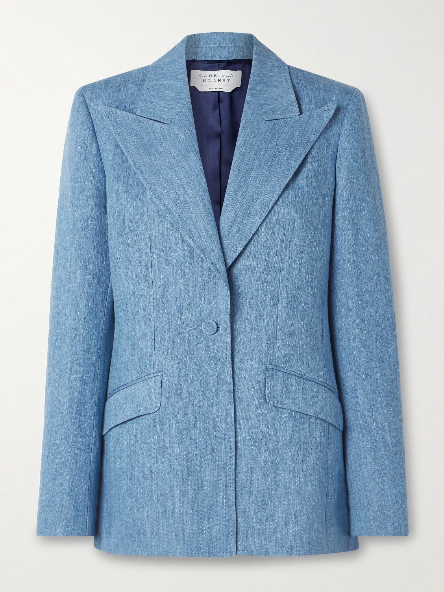 Leiva cotton and linen-blend chambray blazer Light blue - 1