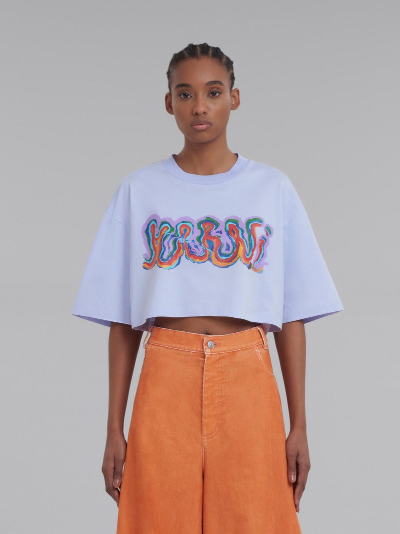 Marni PURPLE JERSEY T-SHIRT WITH RAINBOW PRINT outlook