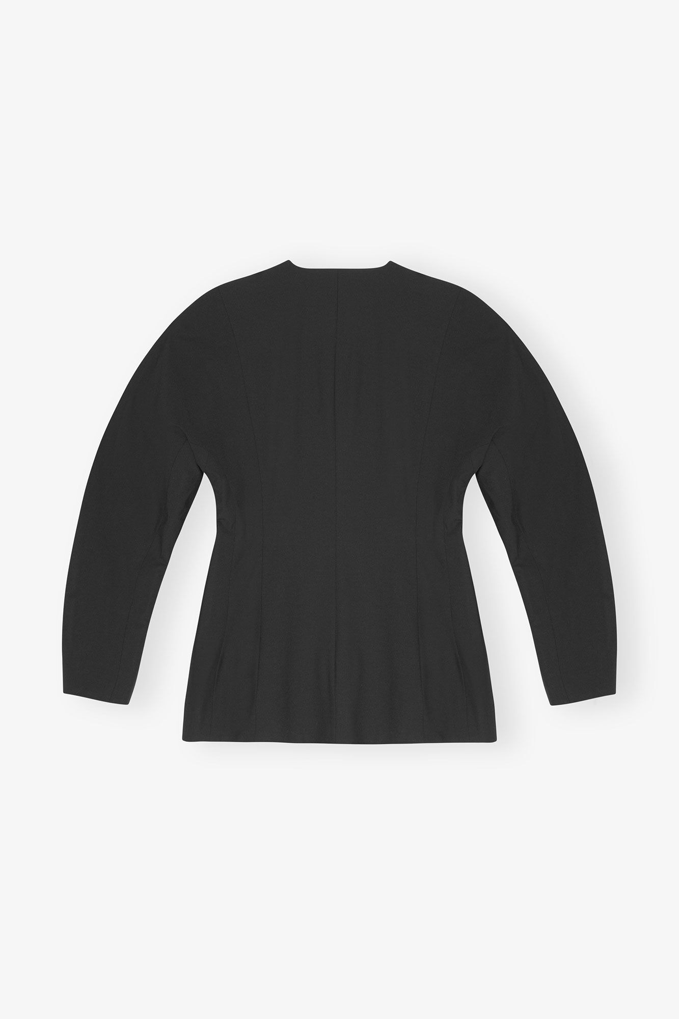 BLACK FITTED DRAPEY MELANGE BLAZER - 6