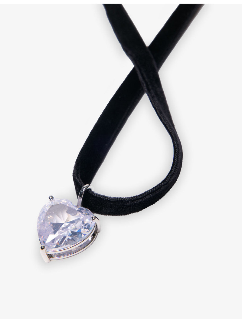 maje Heart-Pendant Velvet Choker Necklace outlook