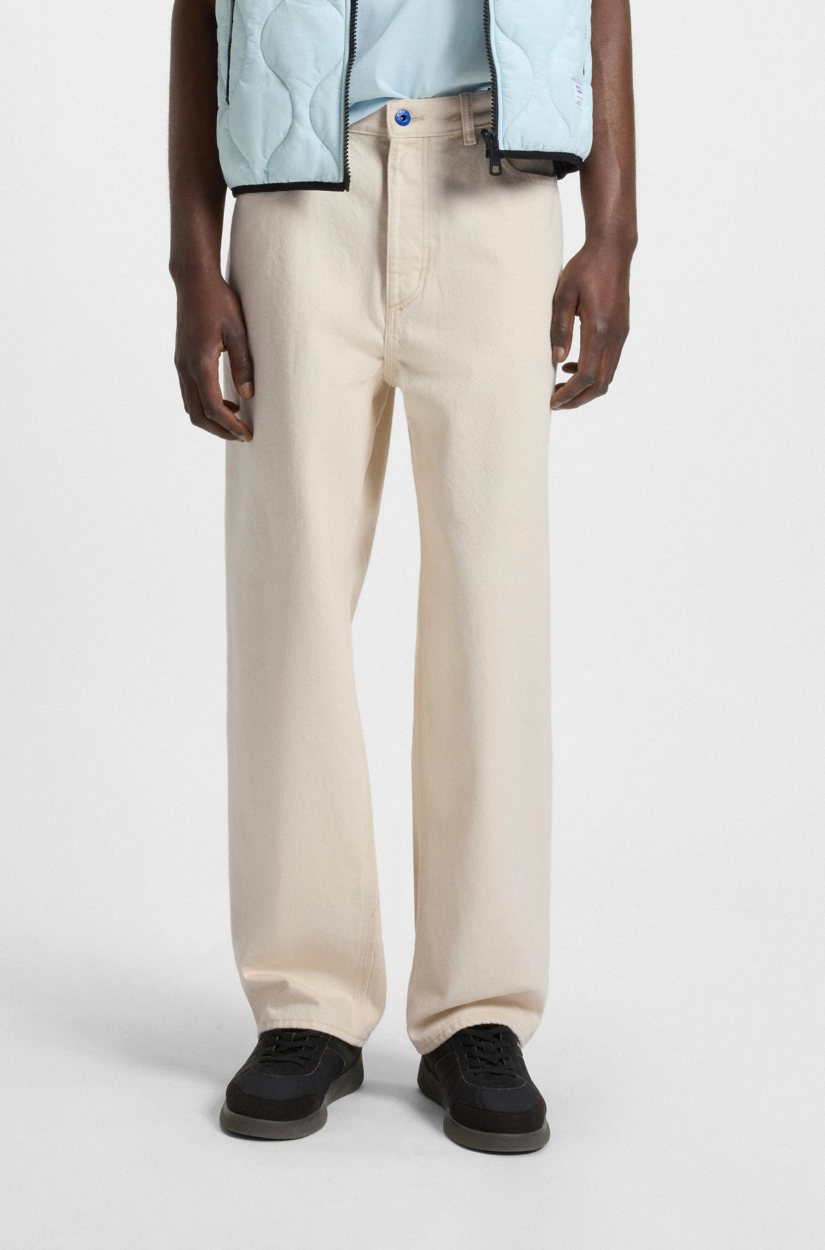 STRAIGHT-FIT JEANS IN ECRU DENIM WITH CARPENTER POCKET - 2