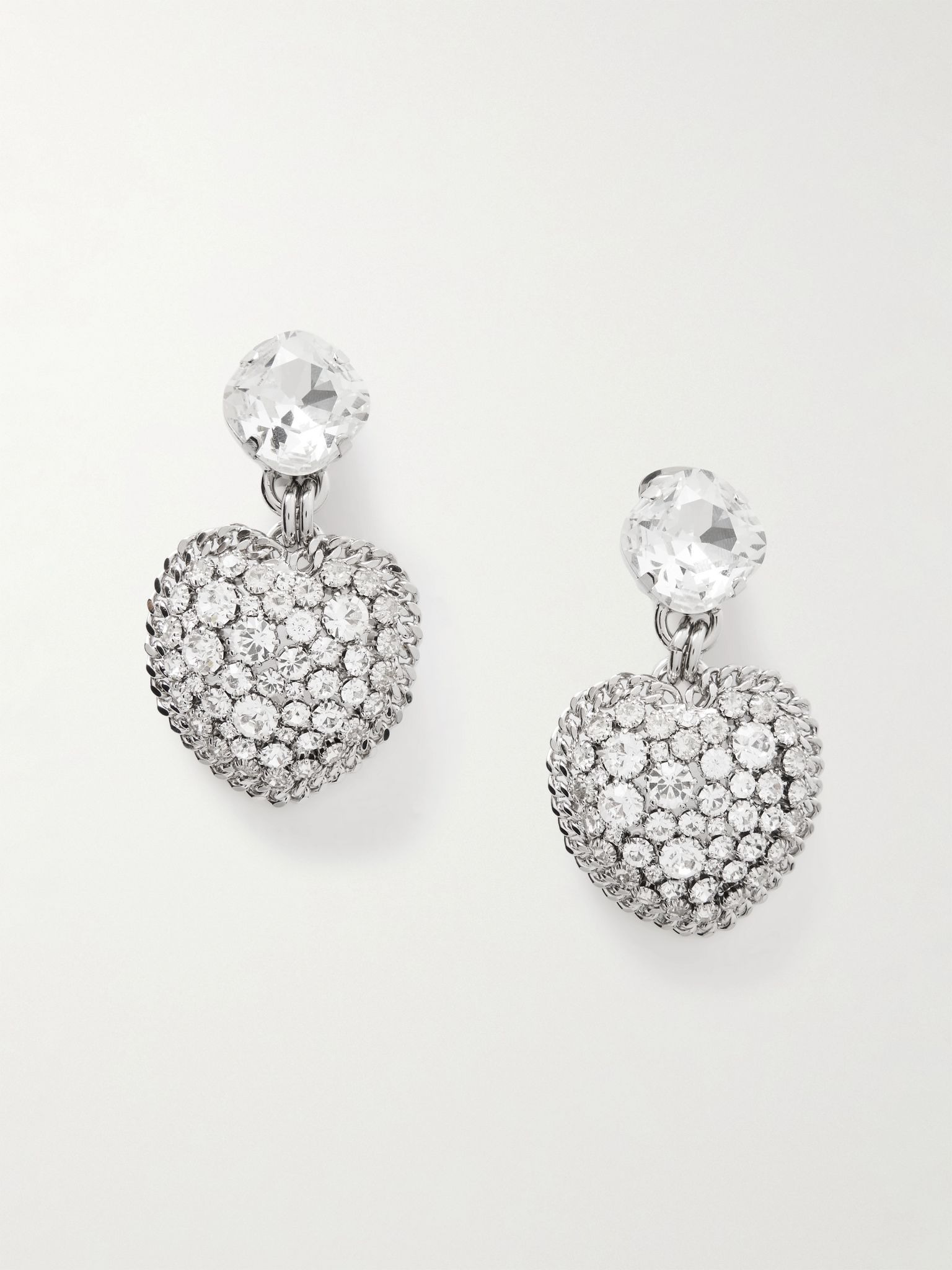 Silver-tone crystal clip earrings Silver - 1