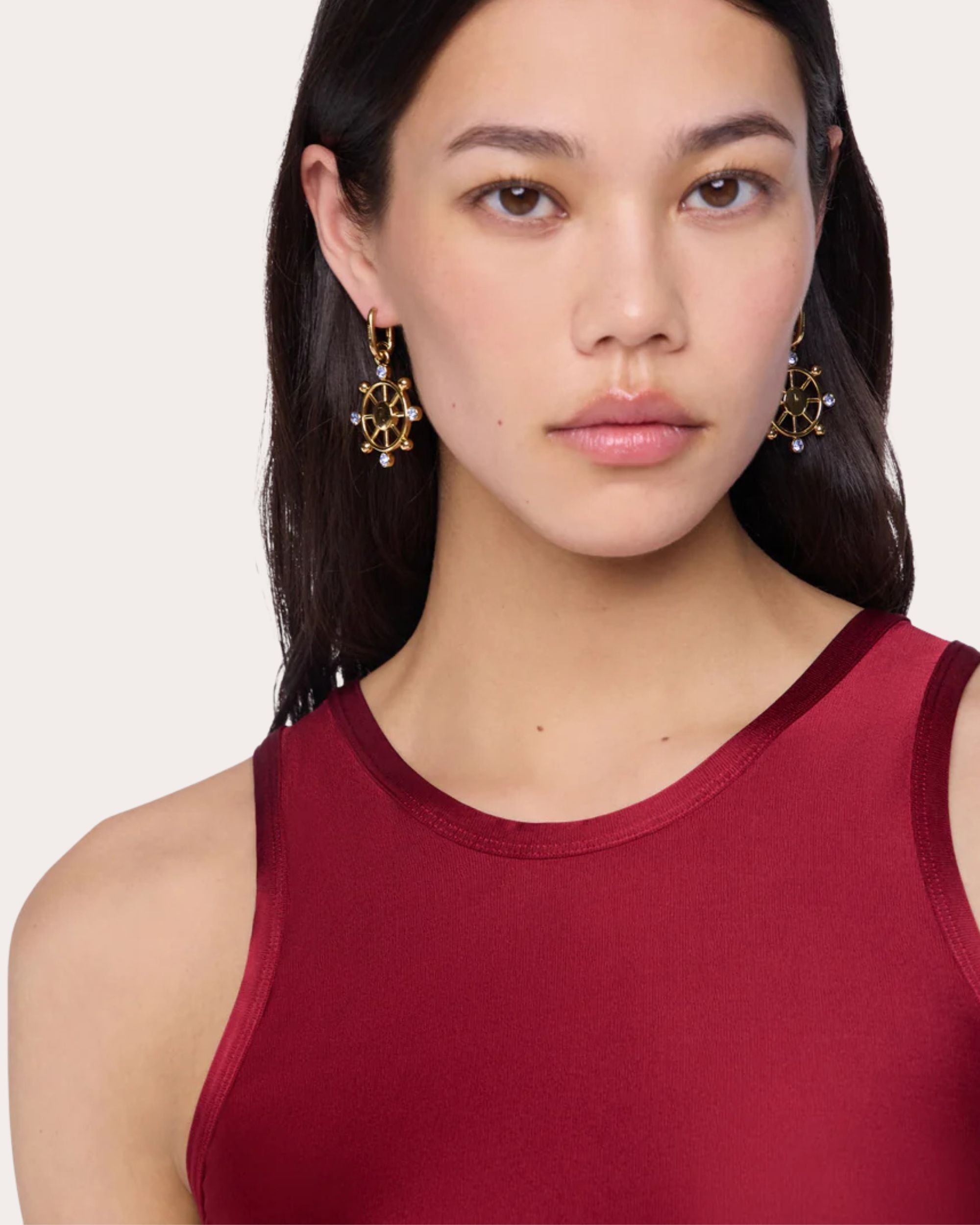 Crystal & Goldtone Rudder Drop Earrings - 6