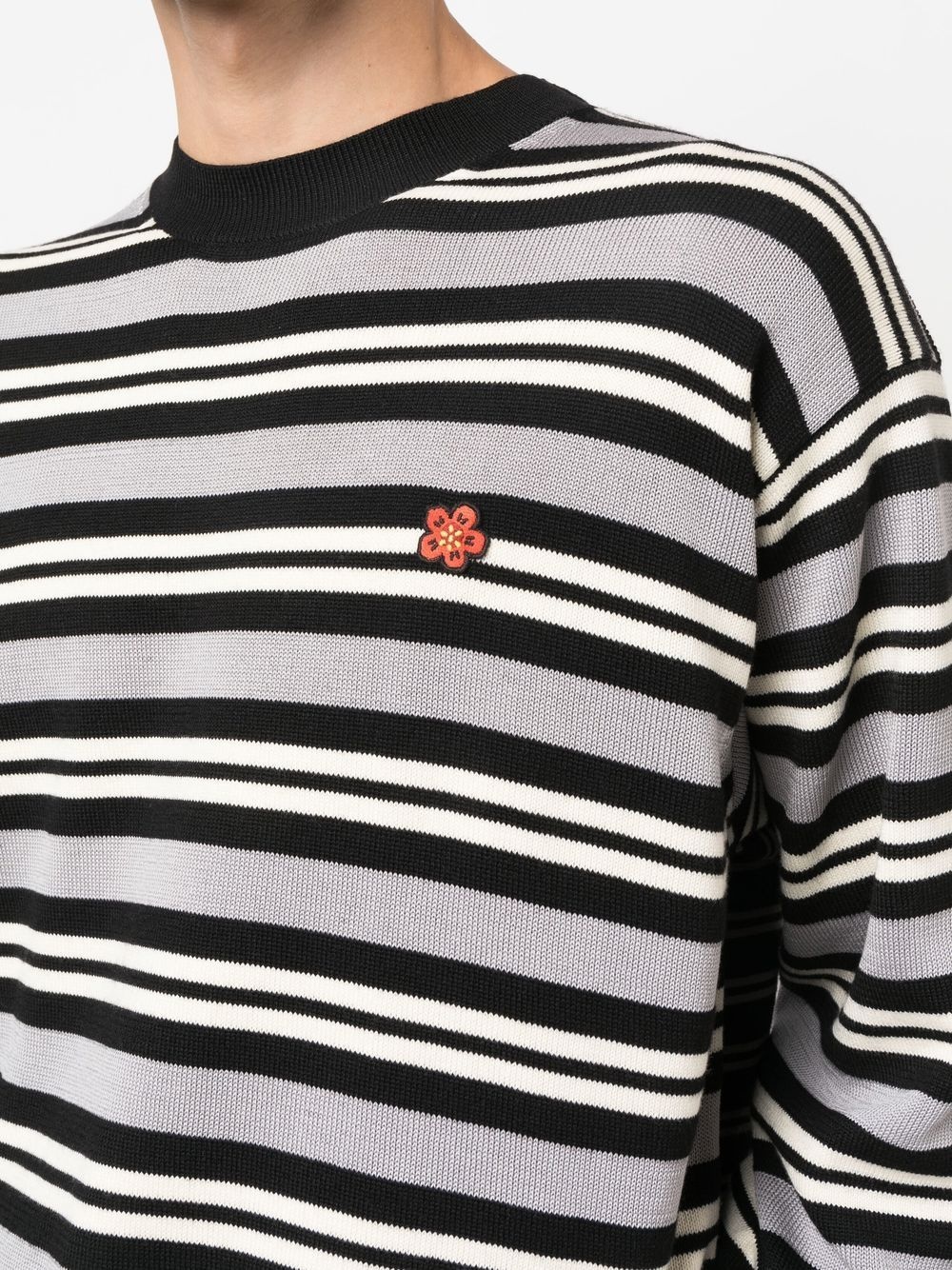 floral-embroidered striped jumper - 5