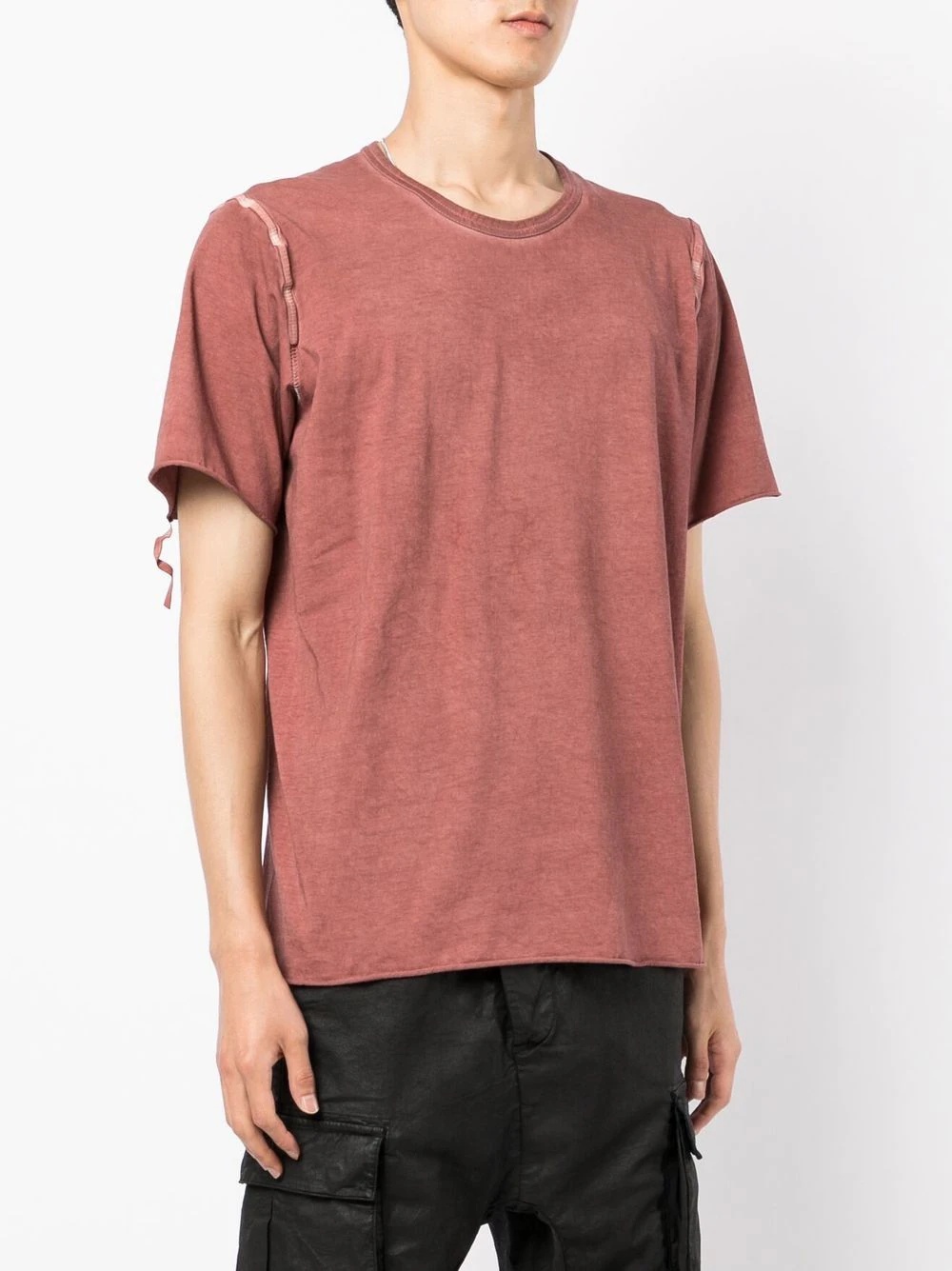 panelled distressed T-shirt - 3