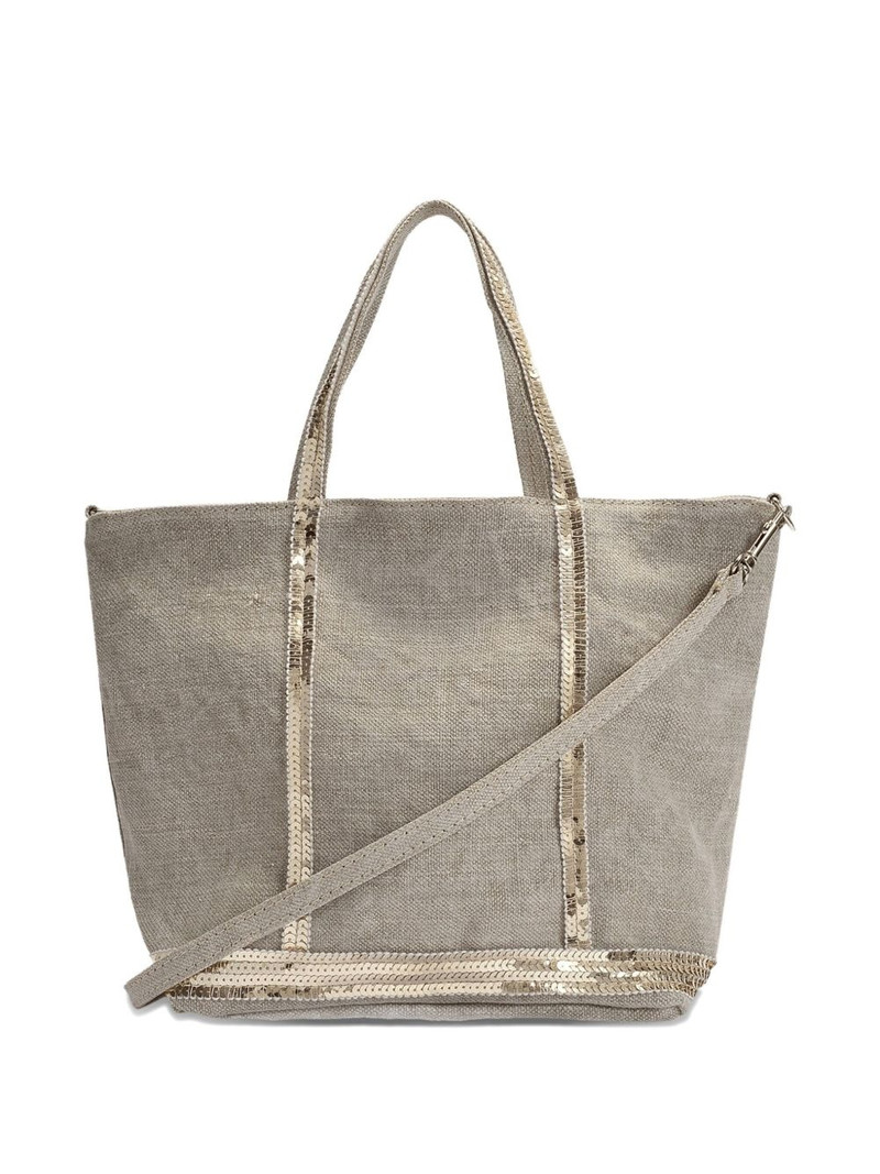 Vanessa Bruno small sequin-trimmed linen tote bag outlook