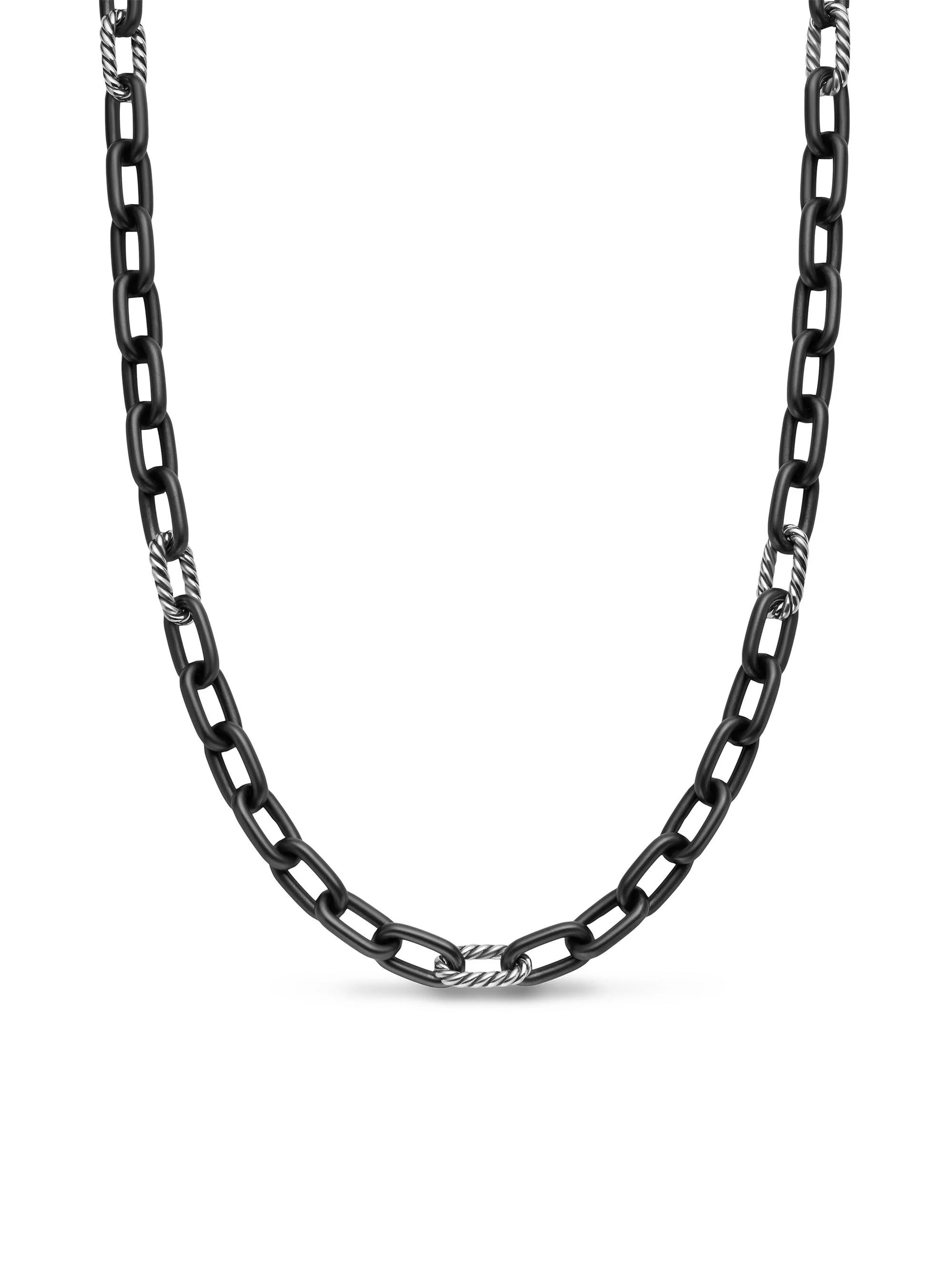 Men's DY Madison Chain Necklace in Black Titanium - Silver - 1