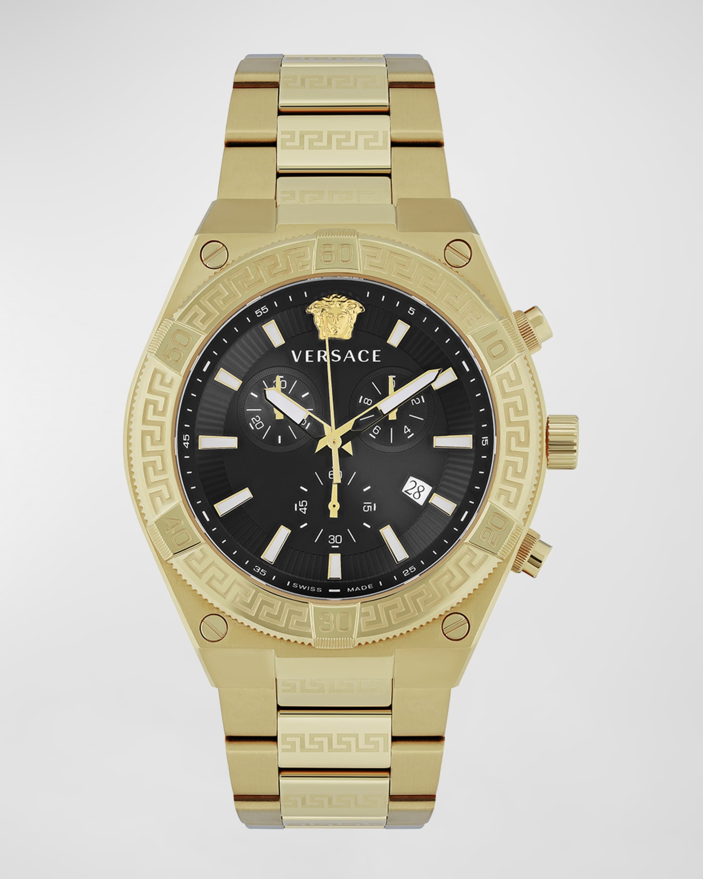 Men's V-Sporty Greca IP Yellow Gold Bracelet Watch, 46mm - 1