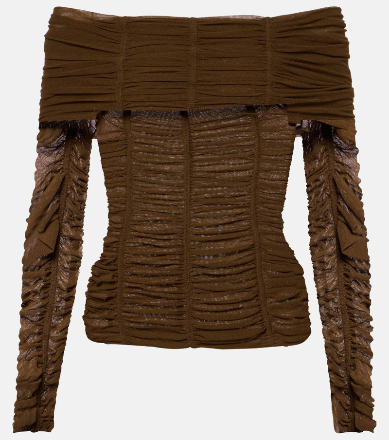 Ruched off-shoulder jersey top - 1
