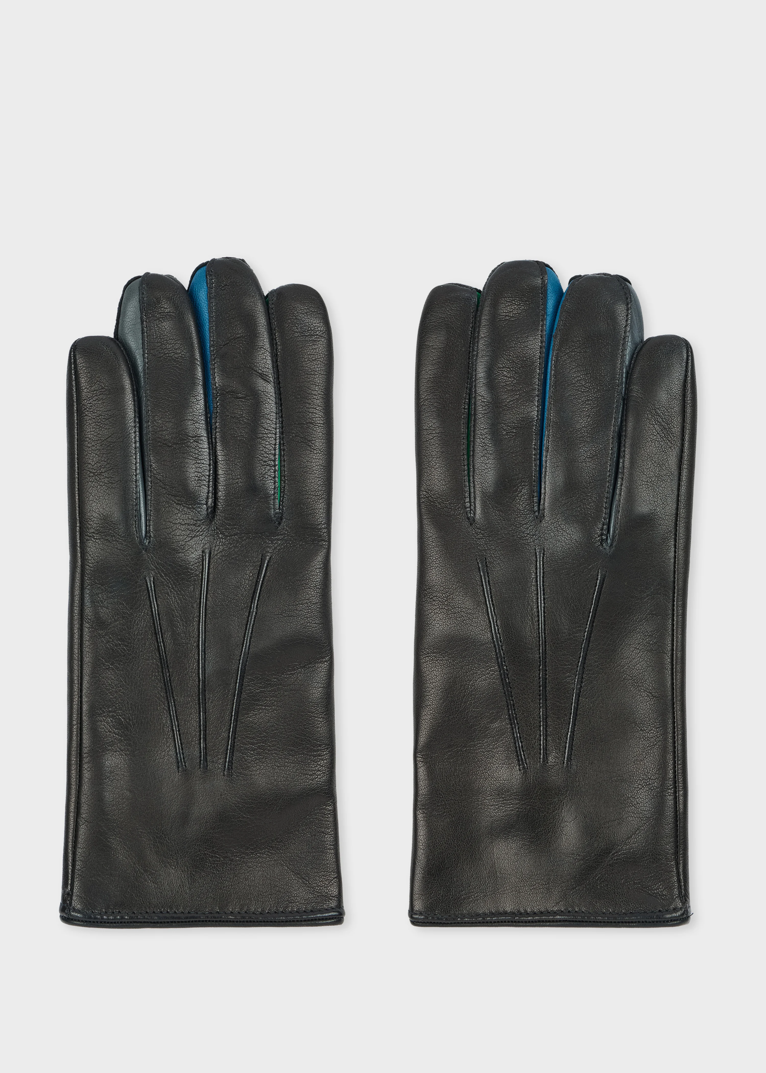 Black Leather 'Concertina' Gloves - 1