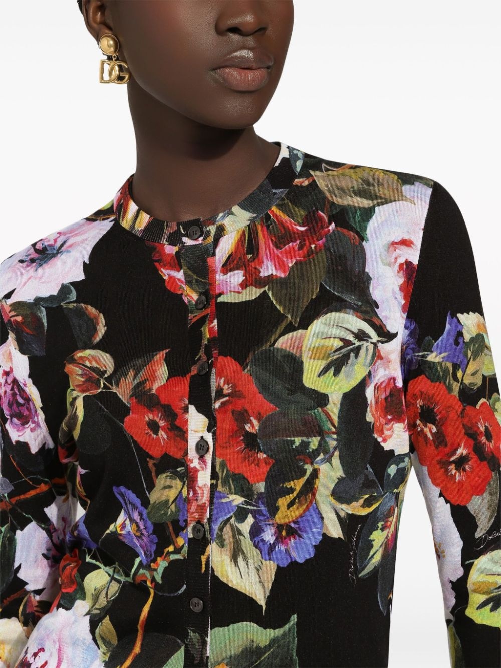 floral-print silk cardigan - 6