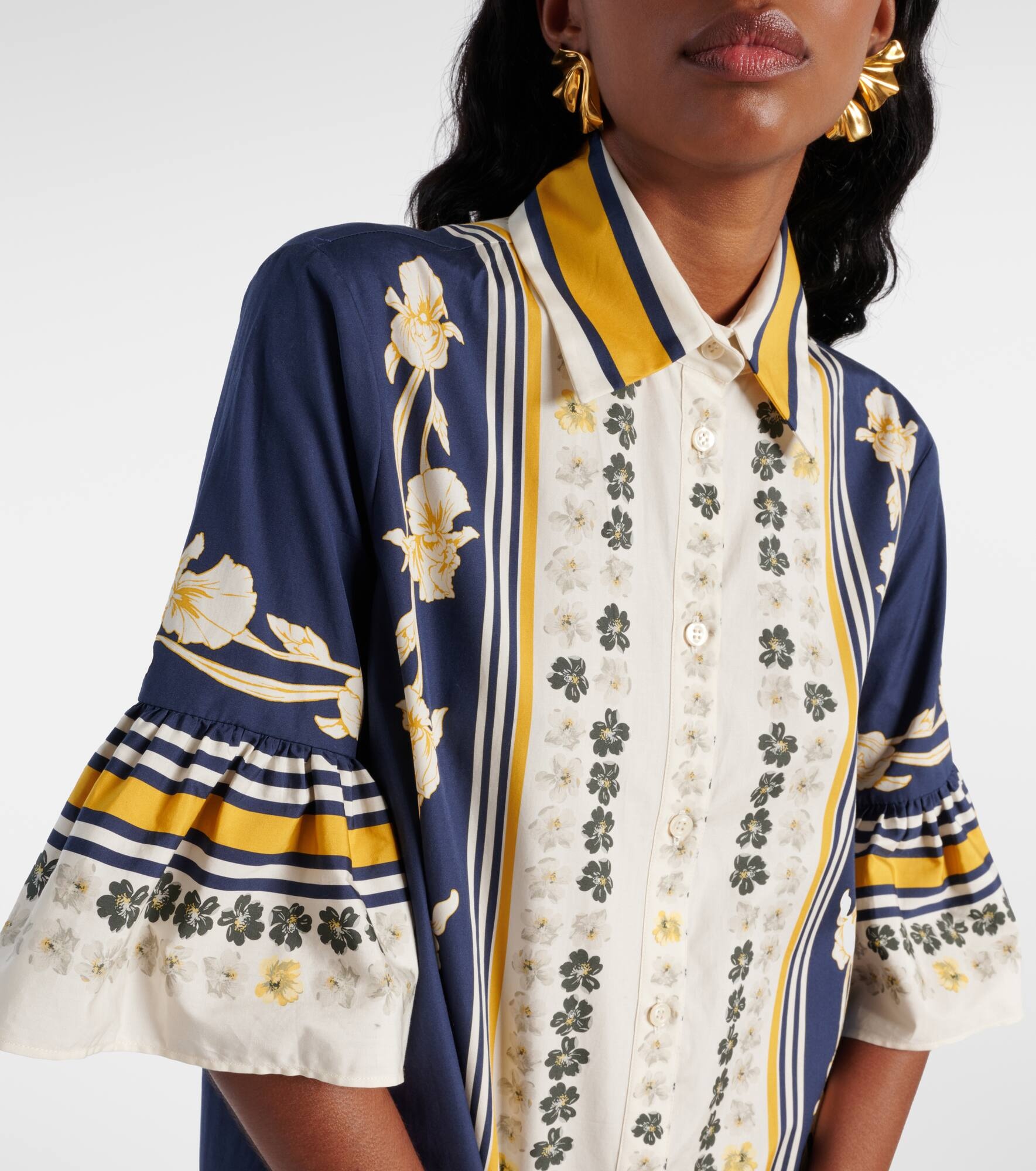 Choux printed cotton poplin shirt dress - 4