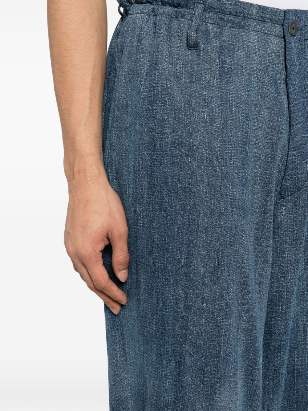 layered wide-leg cotton trousers - 5