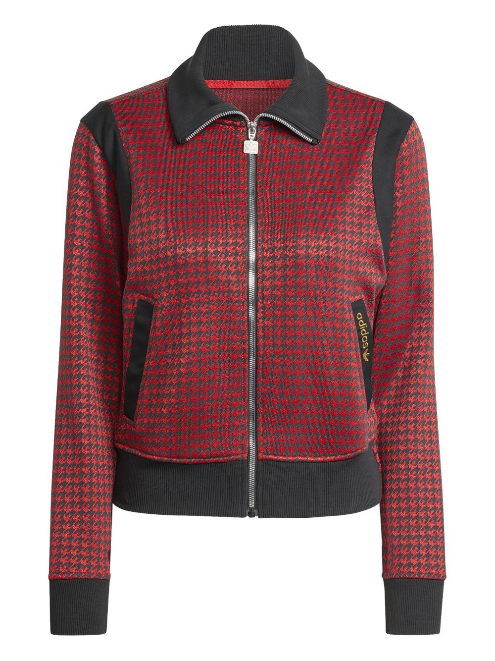 houndstooth-pattern zip-up top - 1