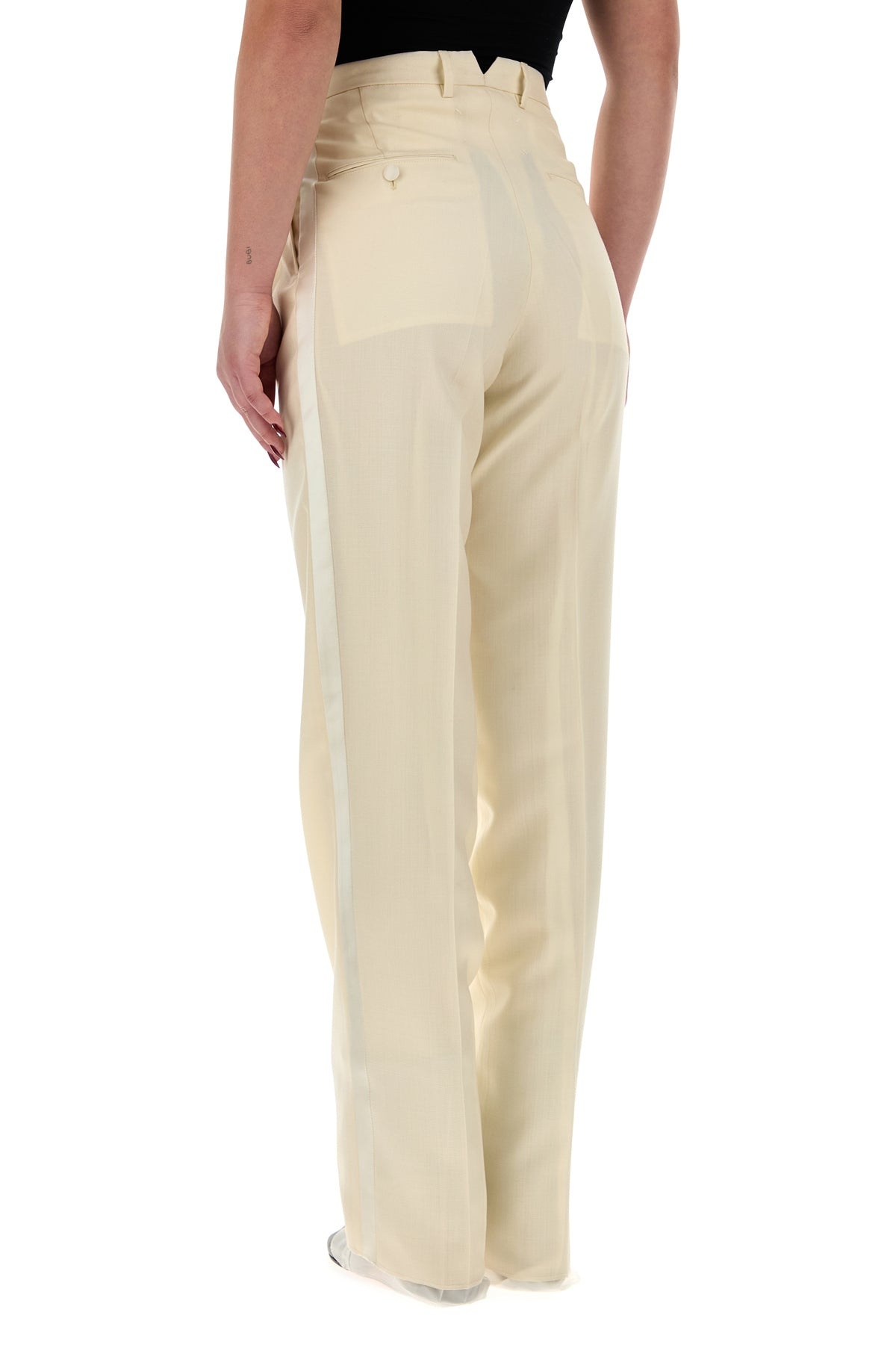 Cream mohair blend pant - 4