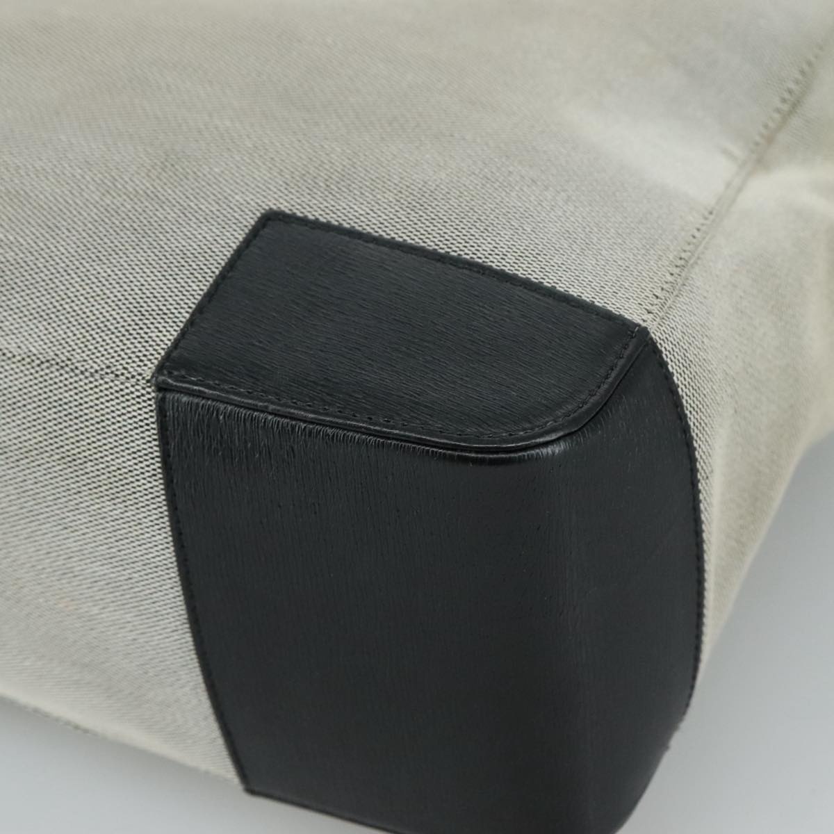 GUCCI Hand Bag Canvas Leather Gray Black Gold - 10