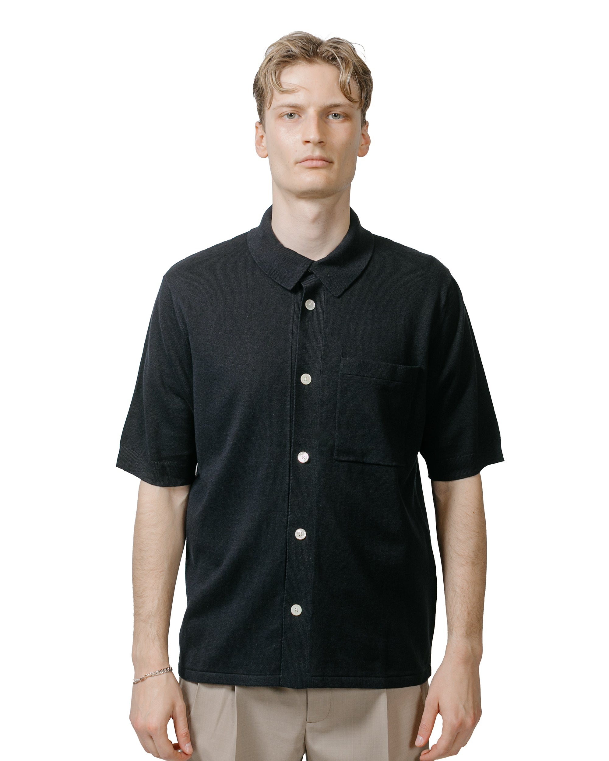 Rollo Cotton Linen SS Shirt Dark Navy - 2