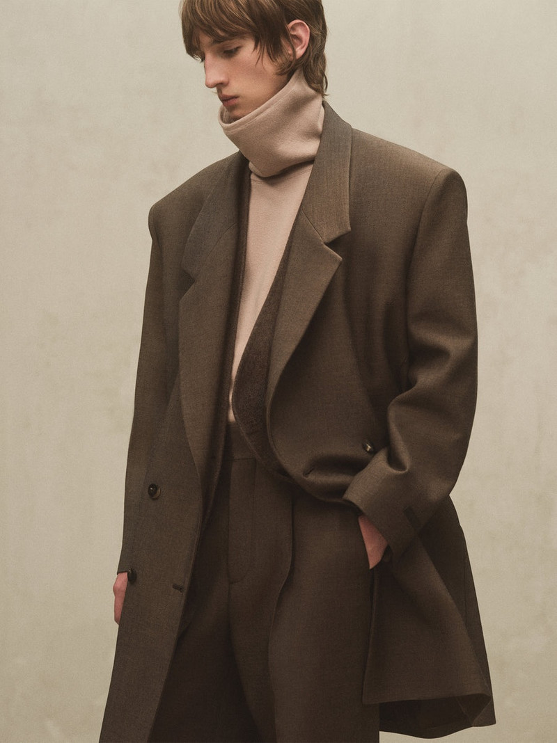 Double Cotton Wool Long Relaxed Blazer 5