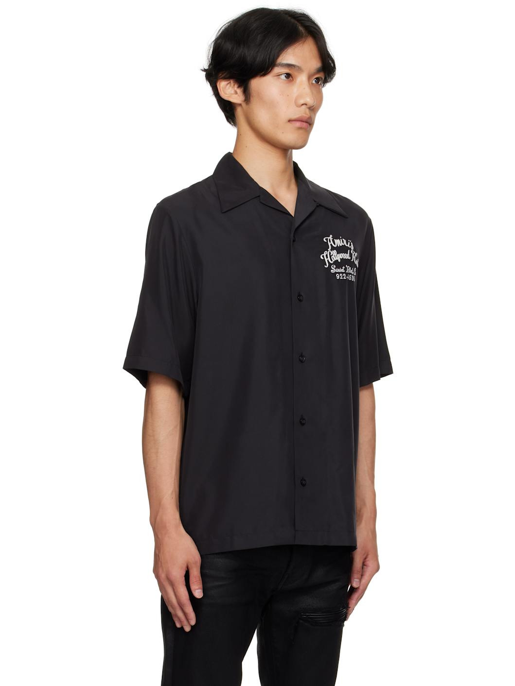 Black 'Hollywood Auto' Bowling Shirt - 2