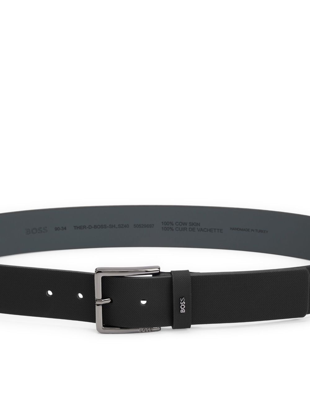 logo-lettering leather belt - 3