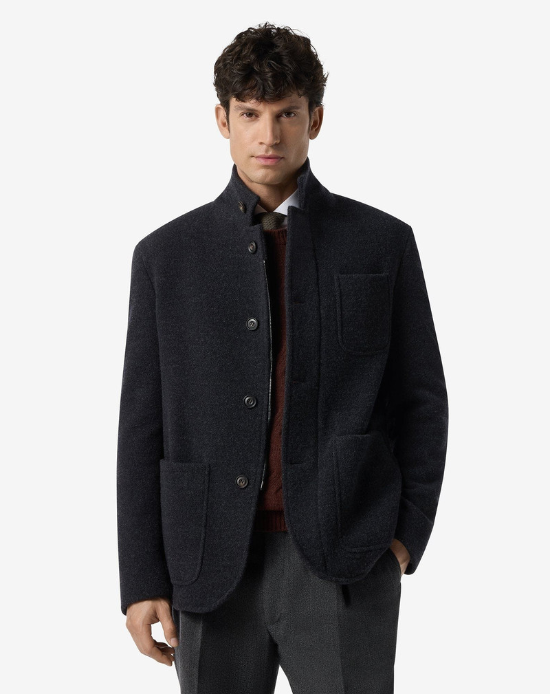 CORNELIANI Anthracite grey melange pure wool jacket outlook