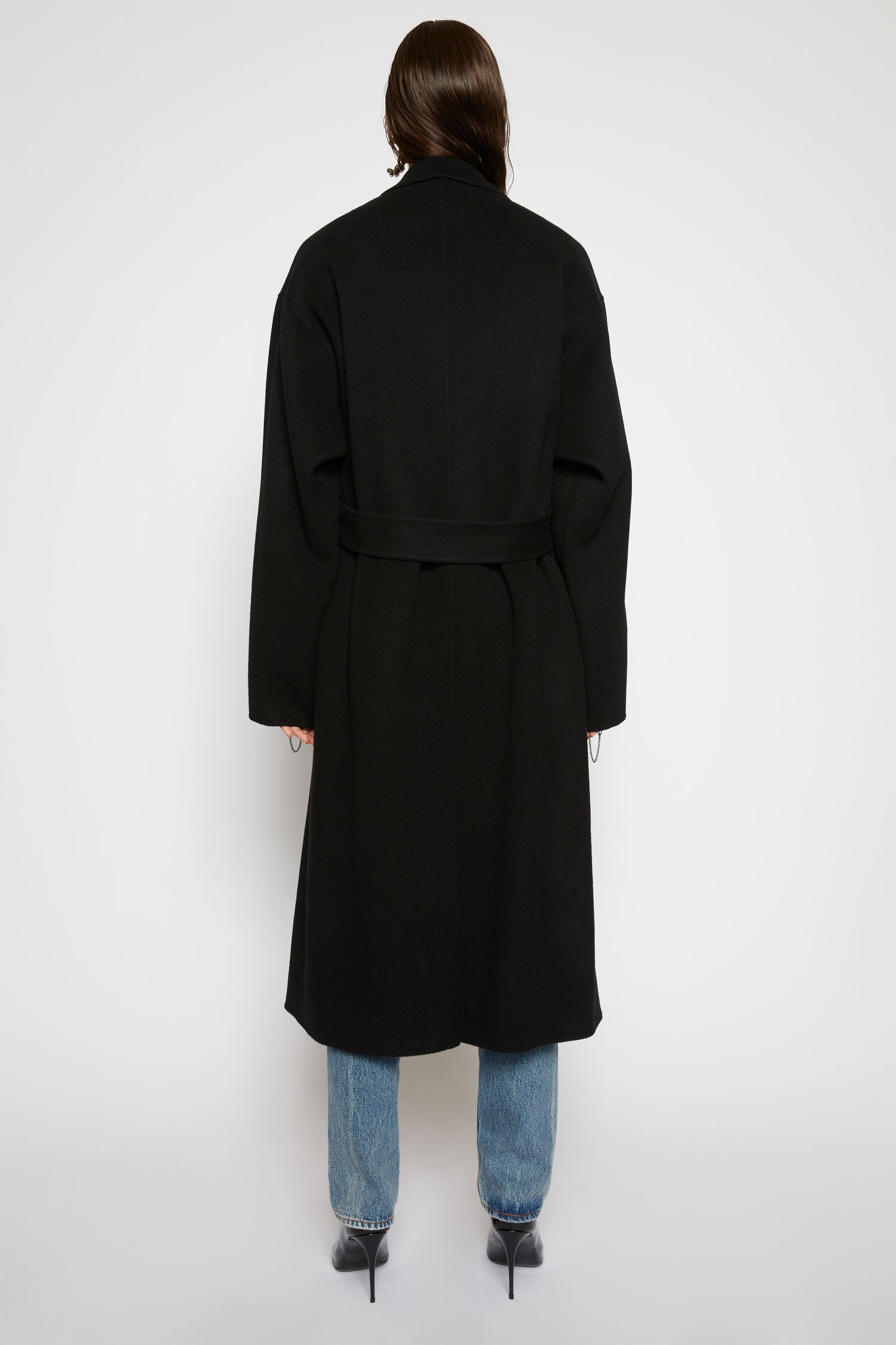 Belted wool coat black - 4