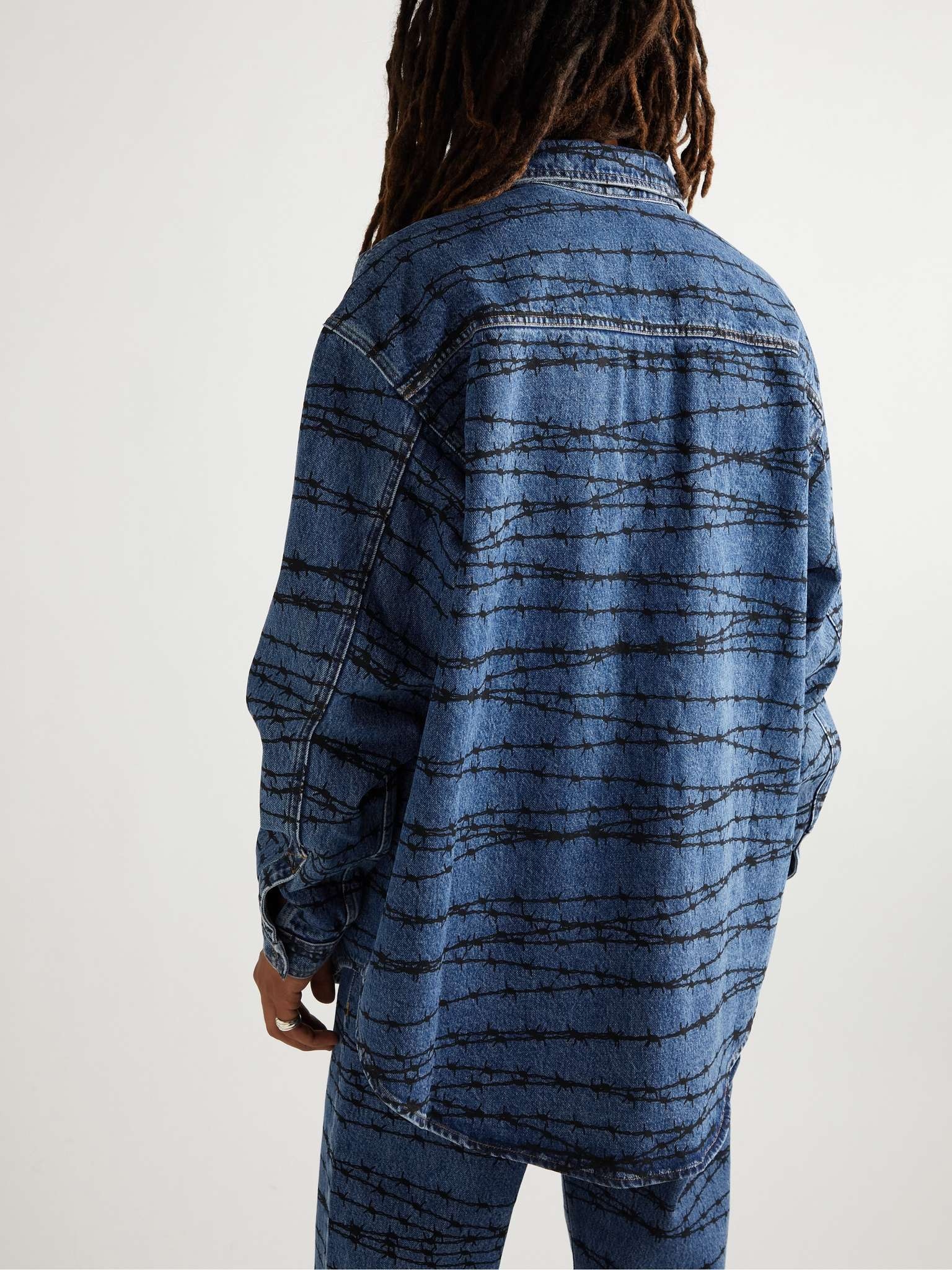 Printed Denim Overshirt - 4