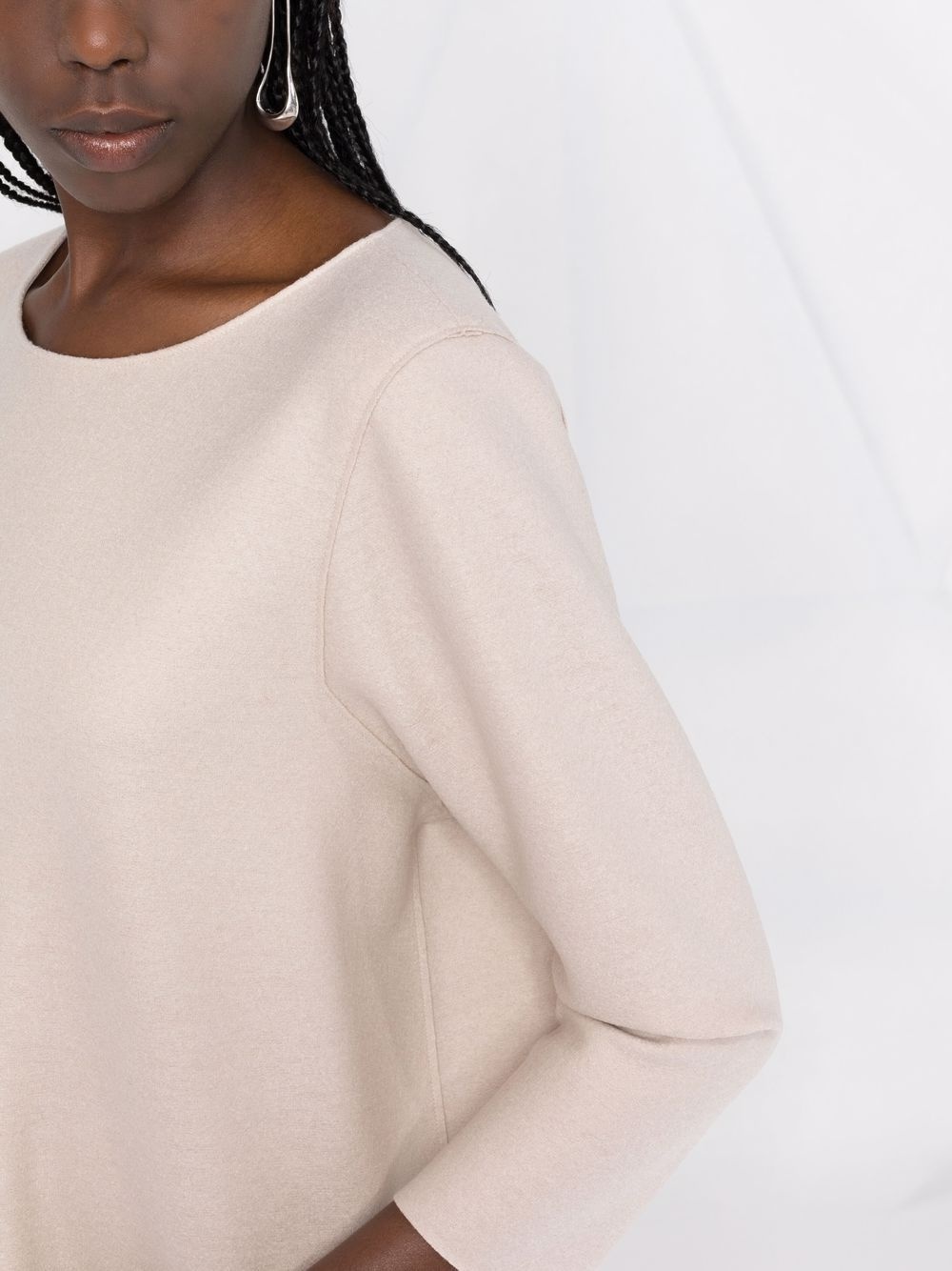 round neck long-sleeved dress - 5