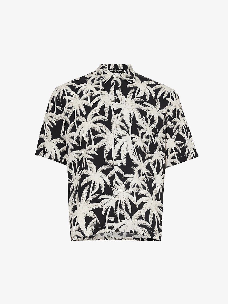 Palms Allover brand-print relaxed-fit woven shirt - 1