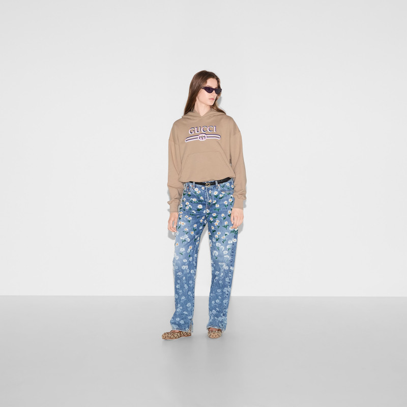 GUCCI Cotton hooded sweatshirt with print outlook