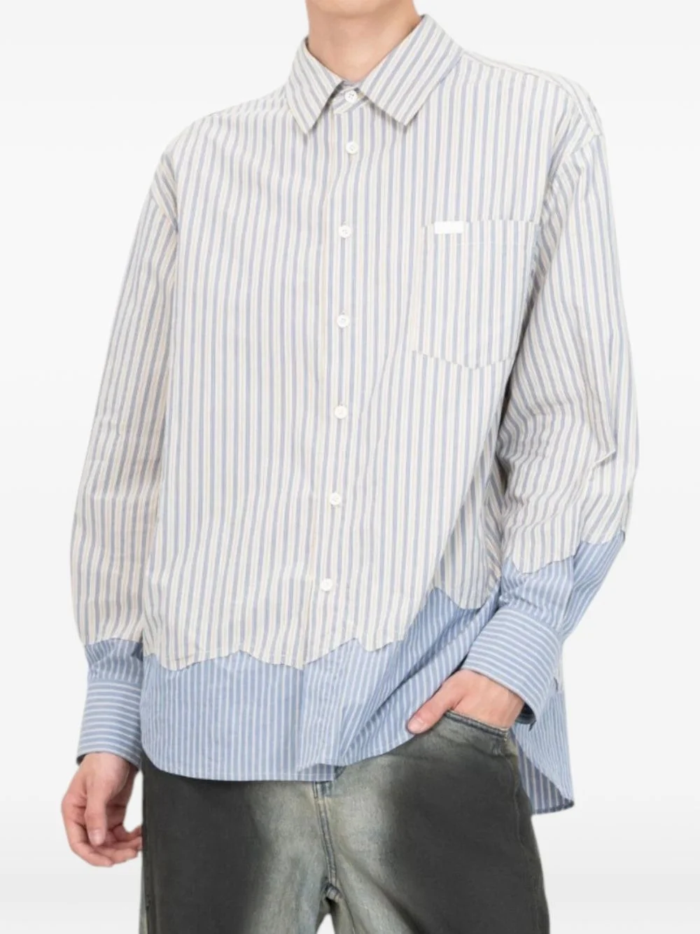 striped patchwork shirt - 1