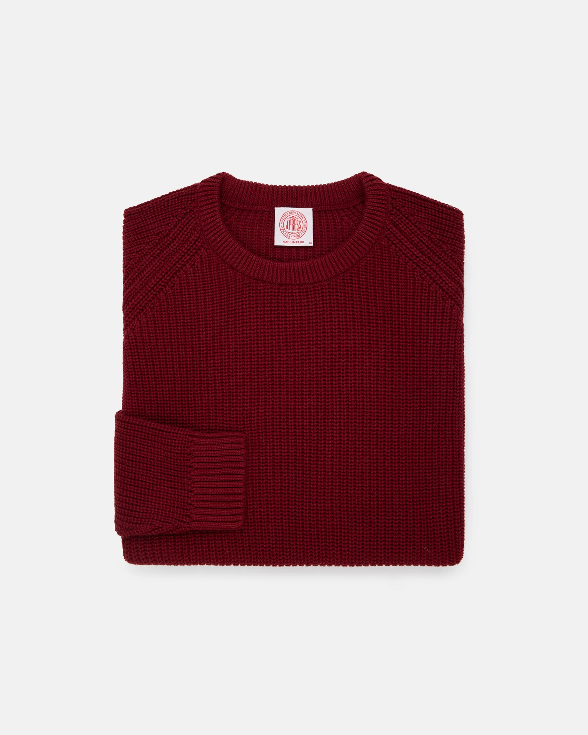 RED SHAKER KNIT COTTON CREW NECK SWEATER - TRIM FIT - 1