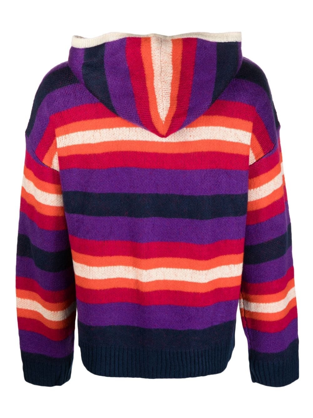 logo-patch striped zip-up hoodie - 2