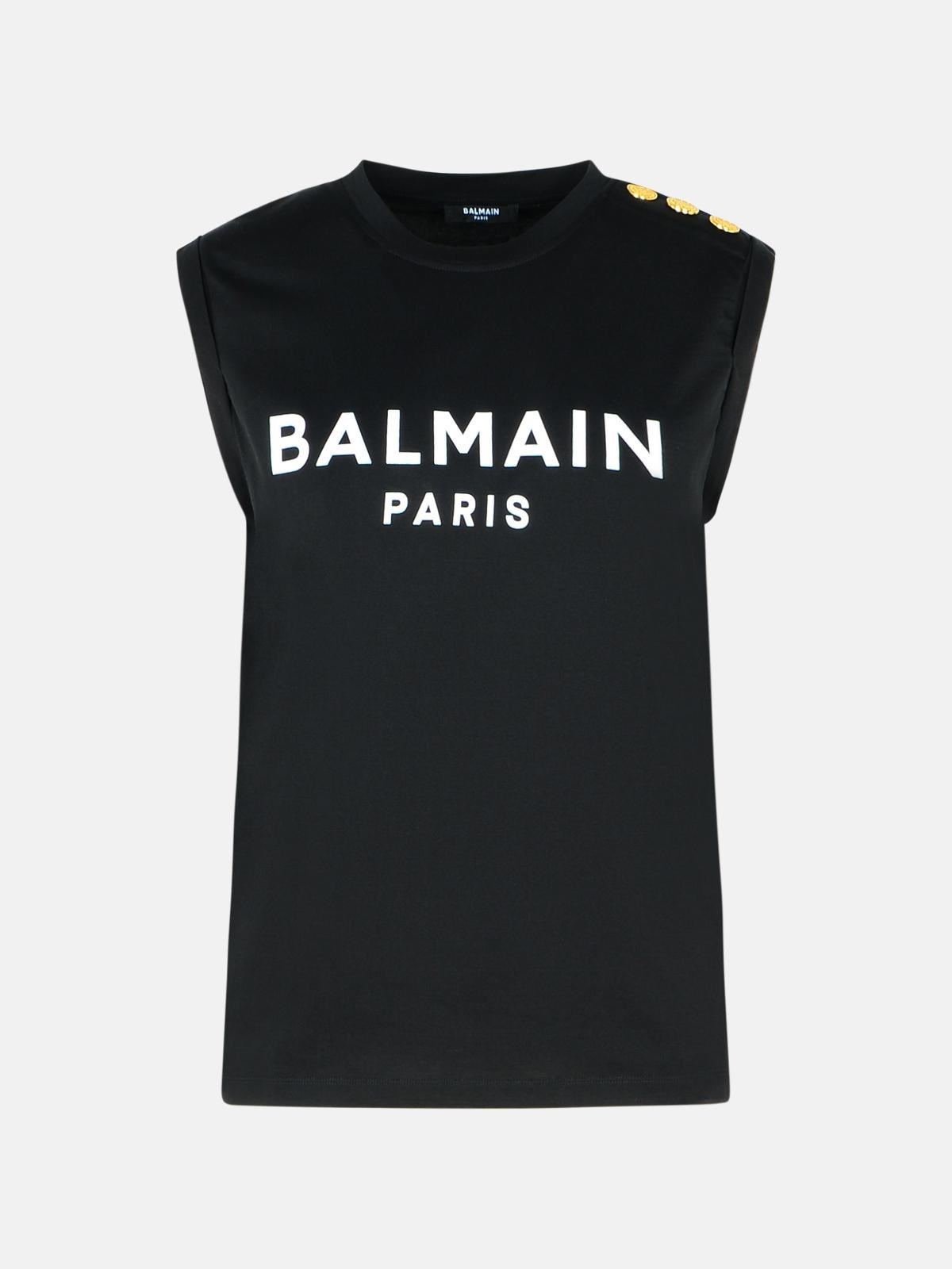 BLACK COTTON TANK TOP - 1