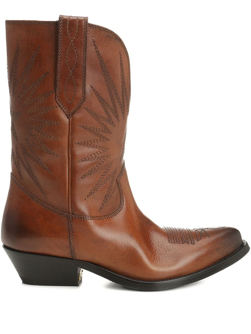star-embroidered leather boots 1
