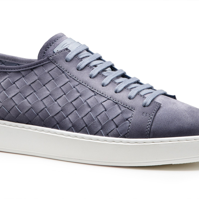 Men's light blue woven suede sneaker 5