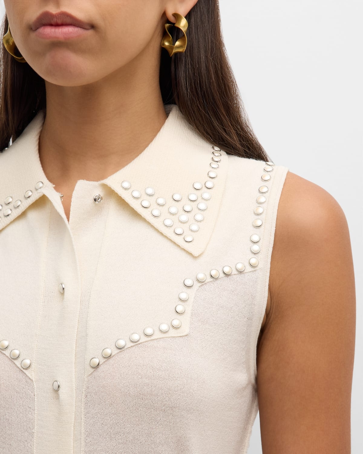 Refined Essentials Stud-Embellished Top - 5