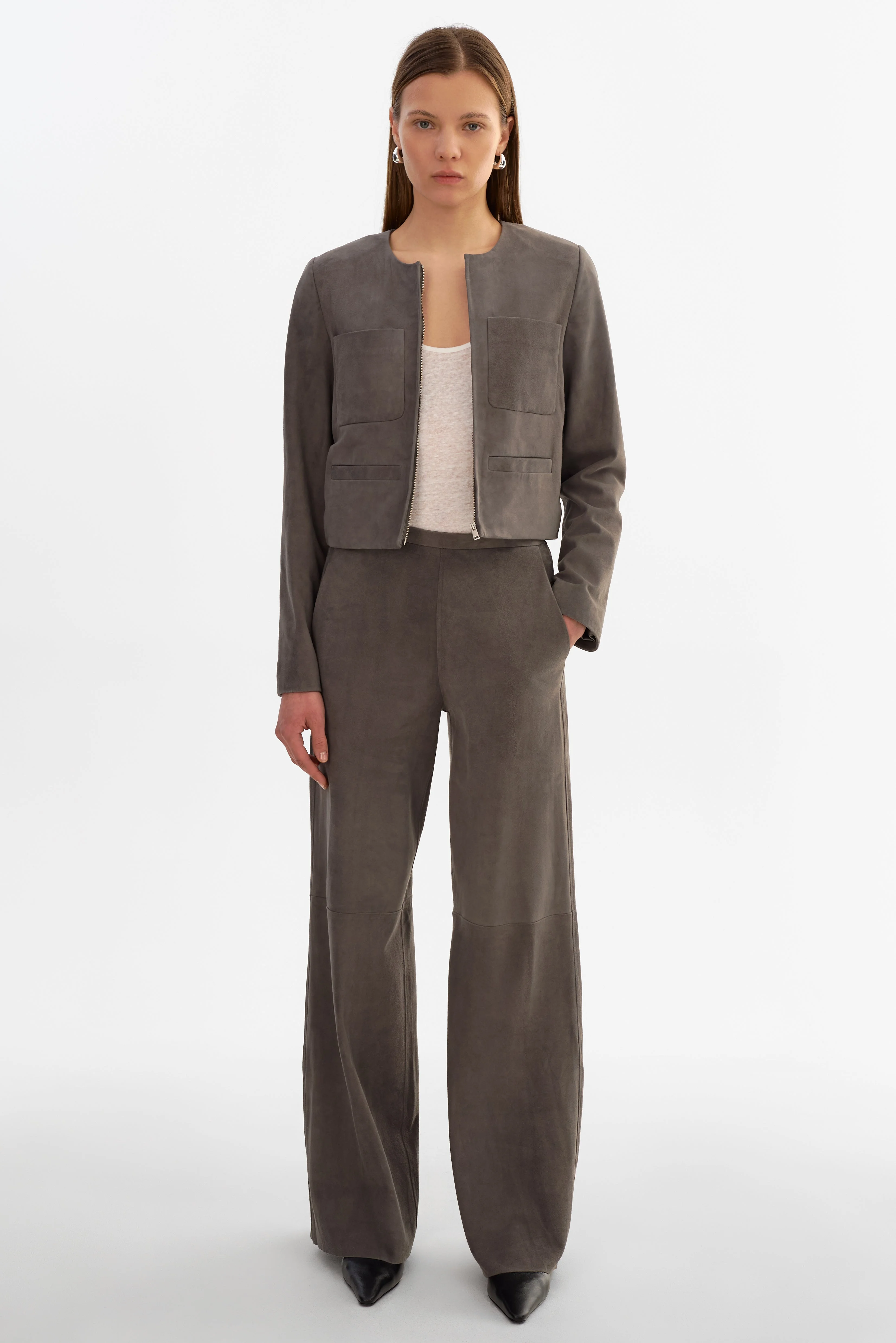 ELISE | Wide-Leg Suede Pants - 1