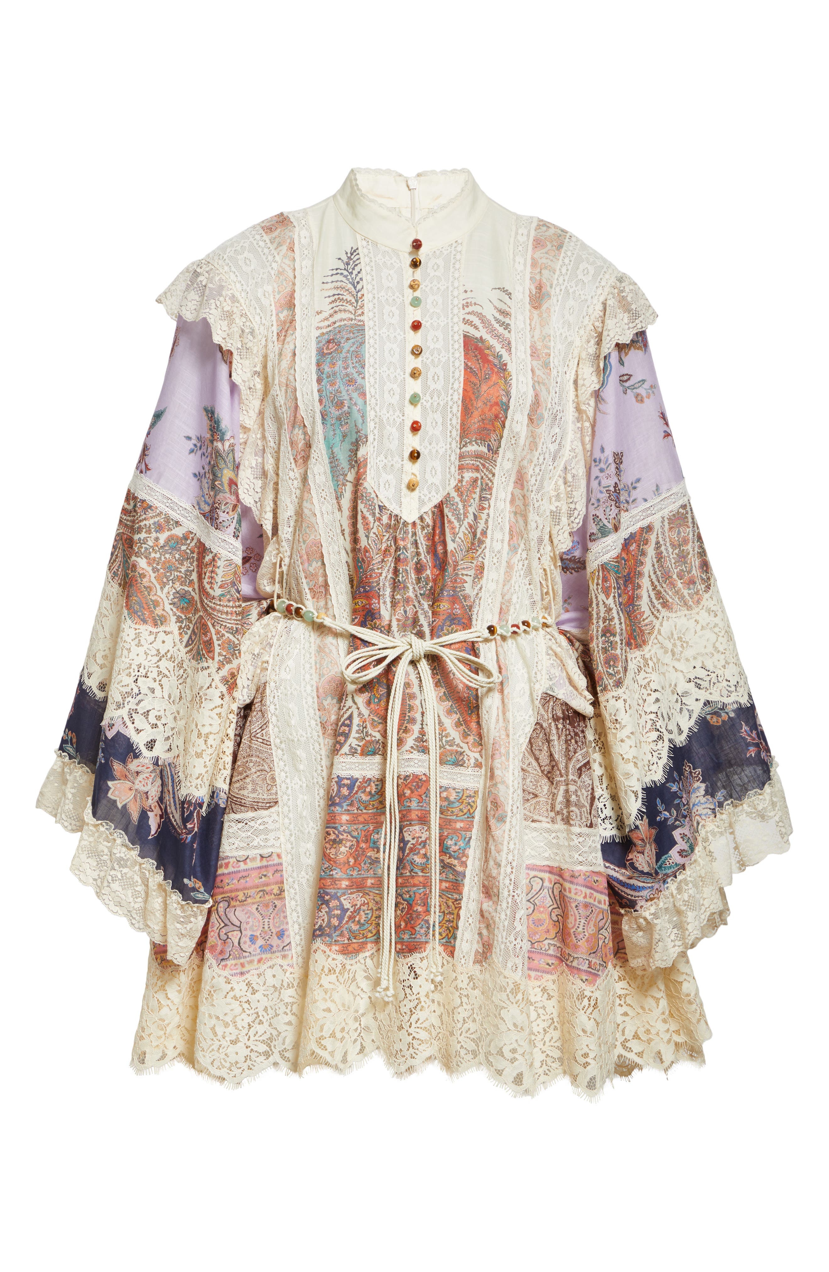 Zimmermann Rhiannon Billow Long Sleeve Lace Trim Minidress in Spliced at Nordstrom - 5