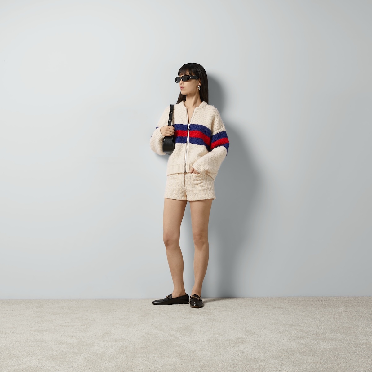 Wool mohair cardigan with Web - 2