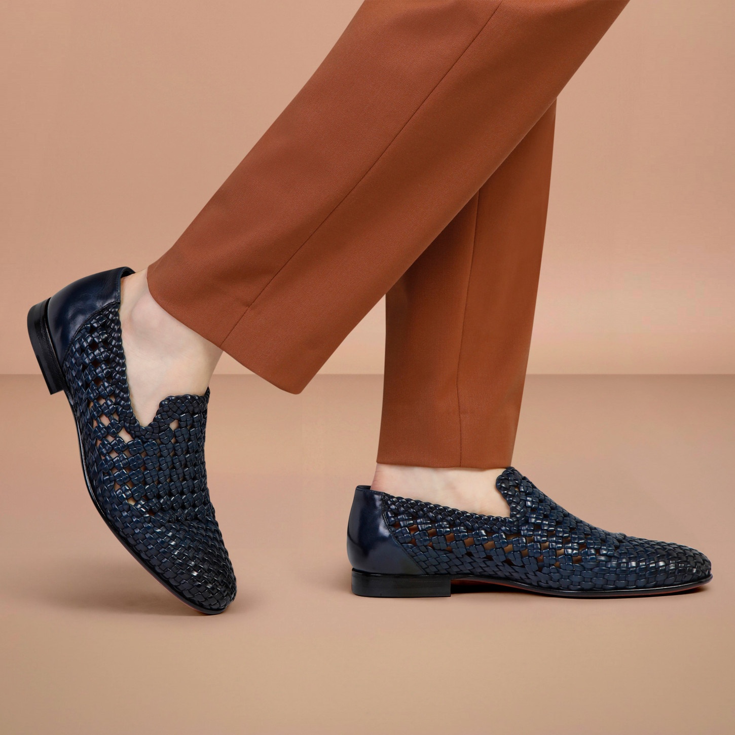Men's blue woven leather loafer - 3