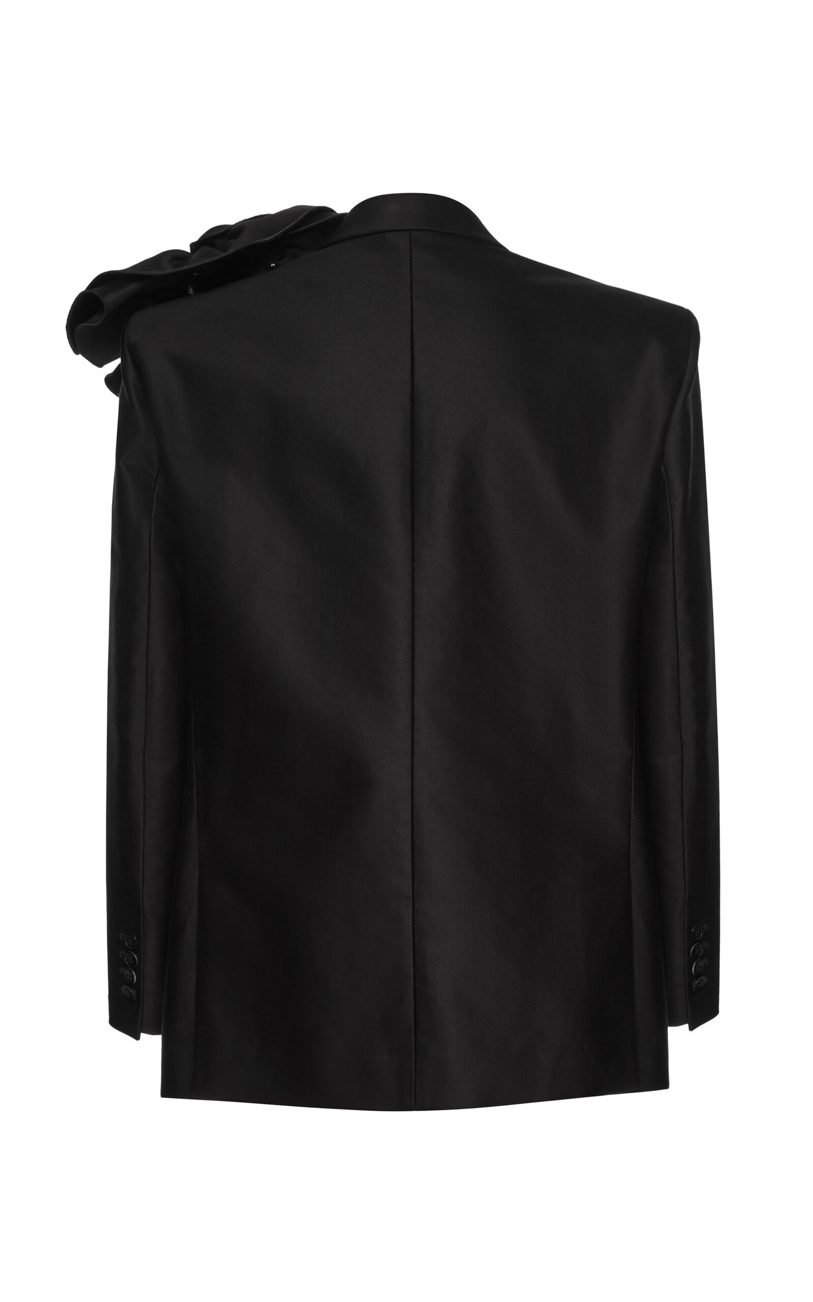 Oversized Floral Appliqued Cotton Blazer black - 4