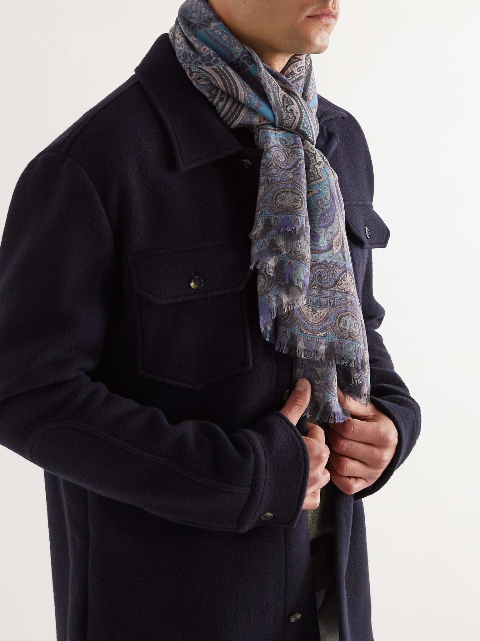 Fringed Paisley Modal and Cashmere-Blend Twill Scarf - 2