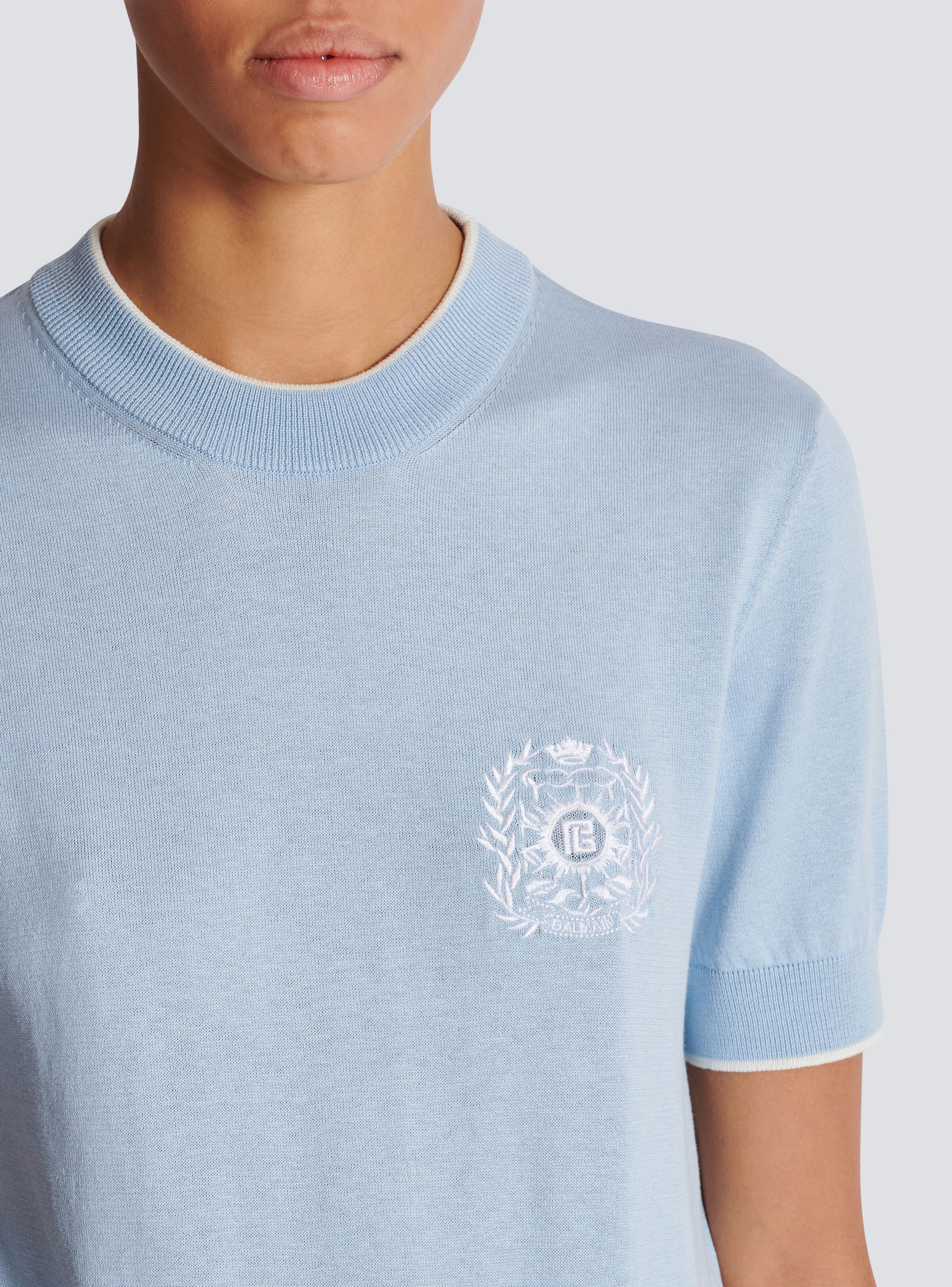 Balmain Emblème-embroidered knit top - 7