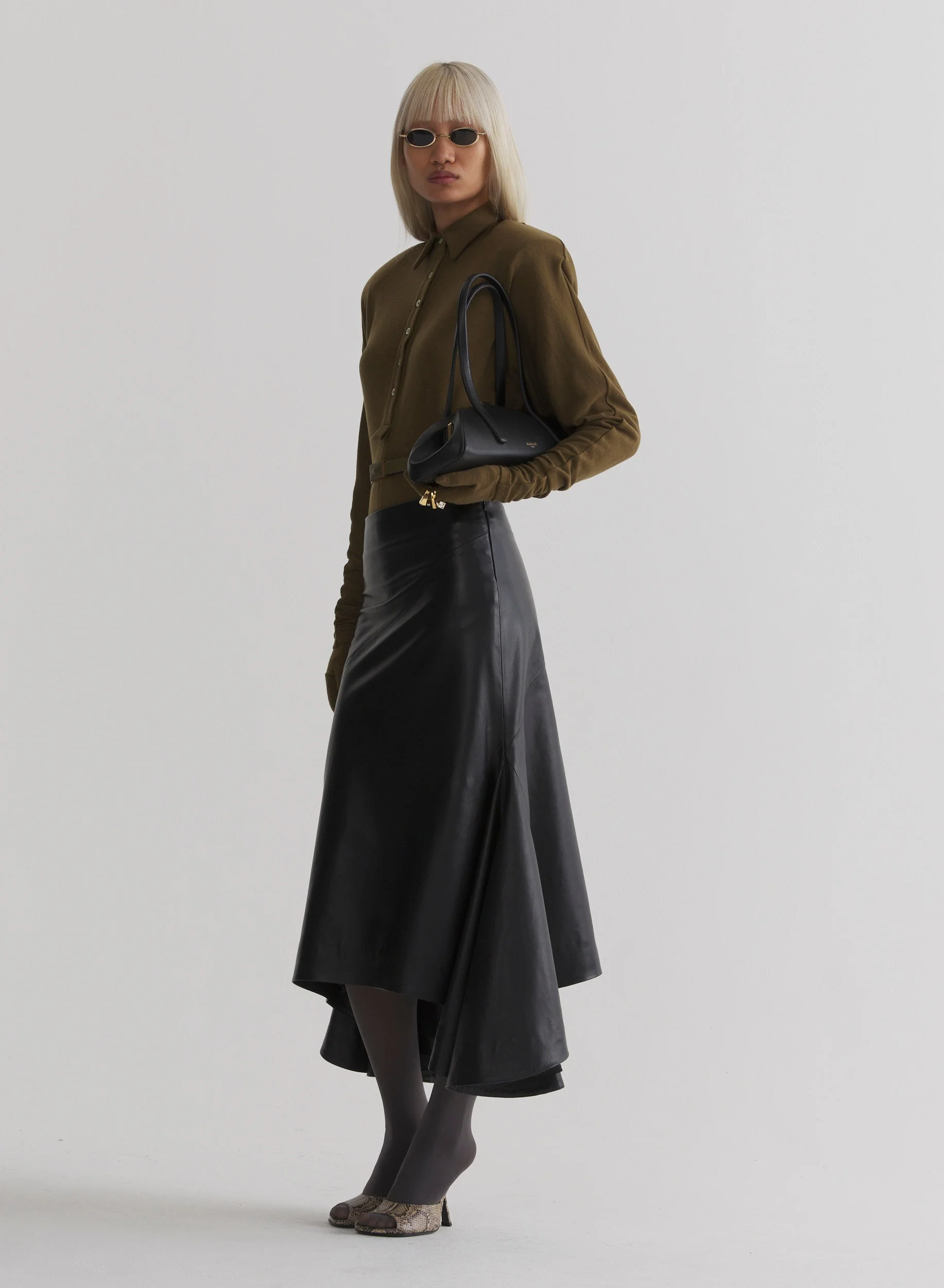 black leather mermaid skirt - 1