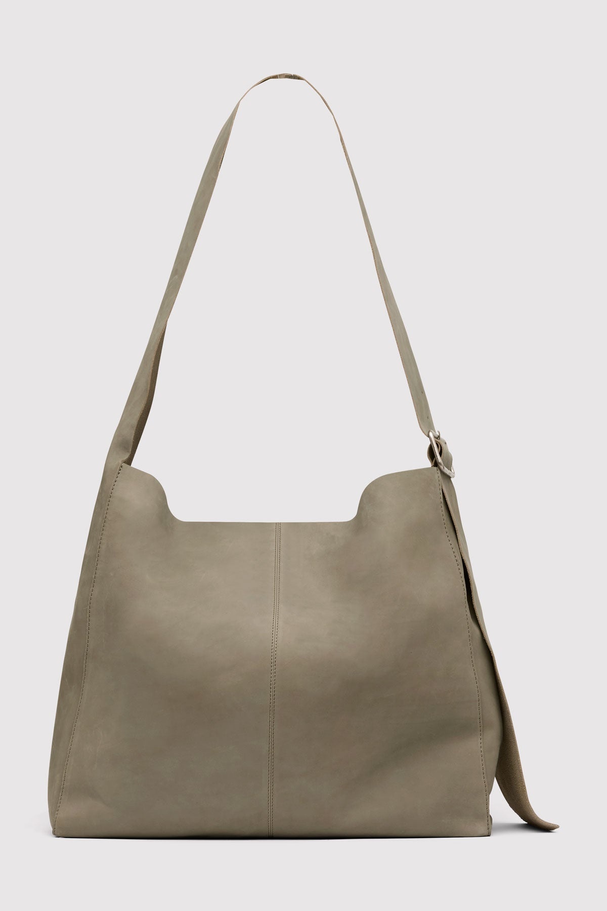 Oversized Nubuck Satchel - Smokey Olive - 5