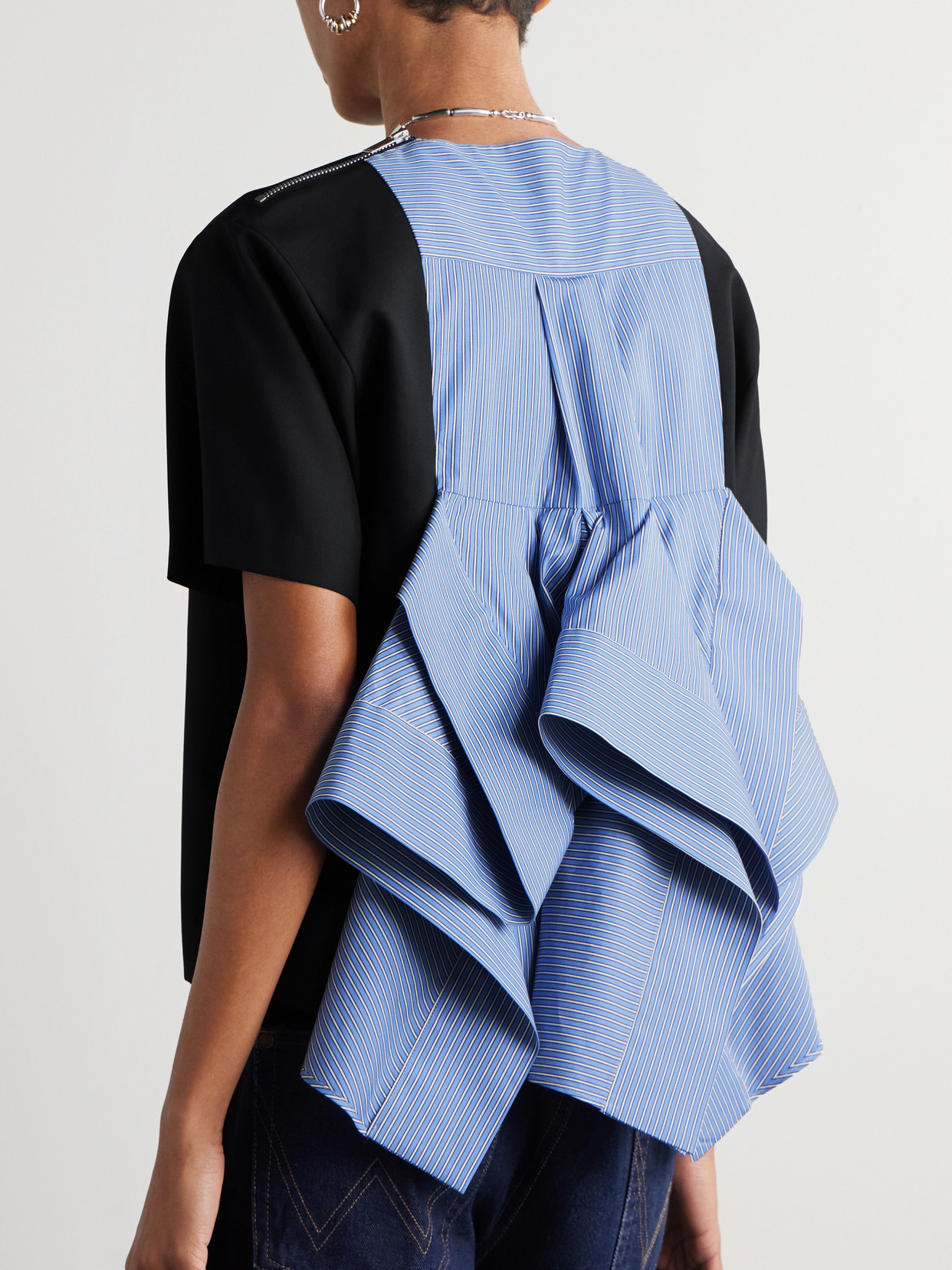 Cotton-blend Poplin-paneled Jersey Top - 3