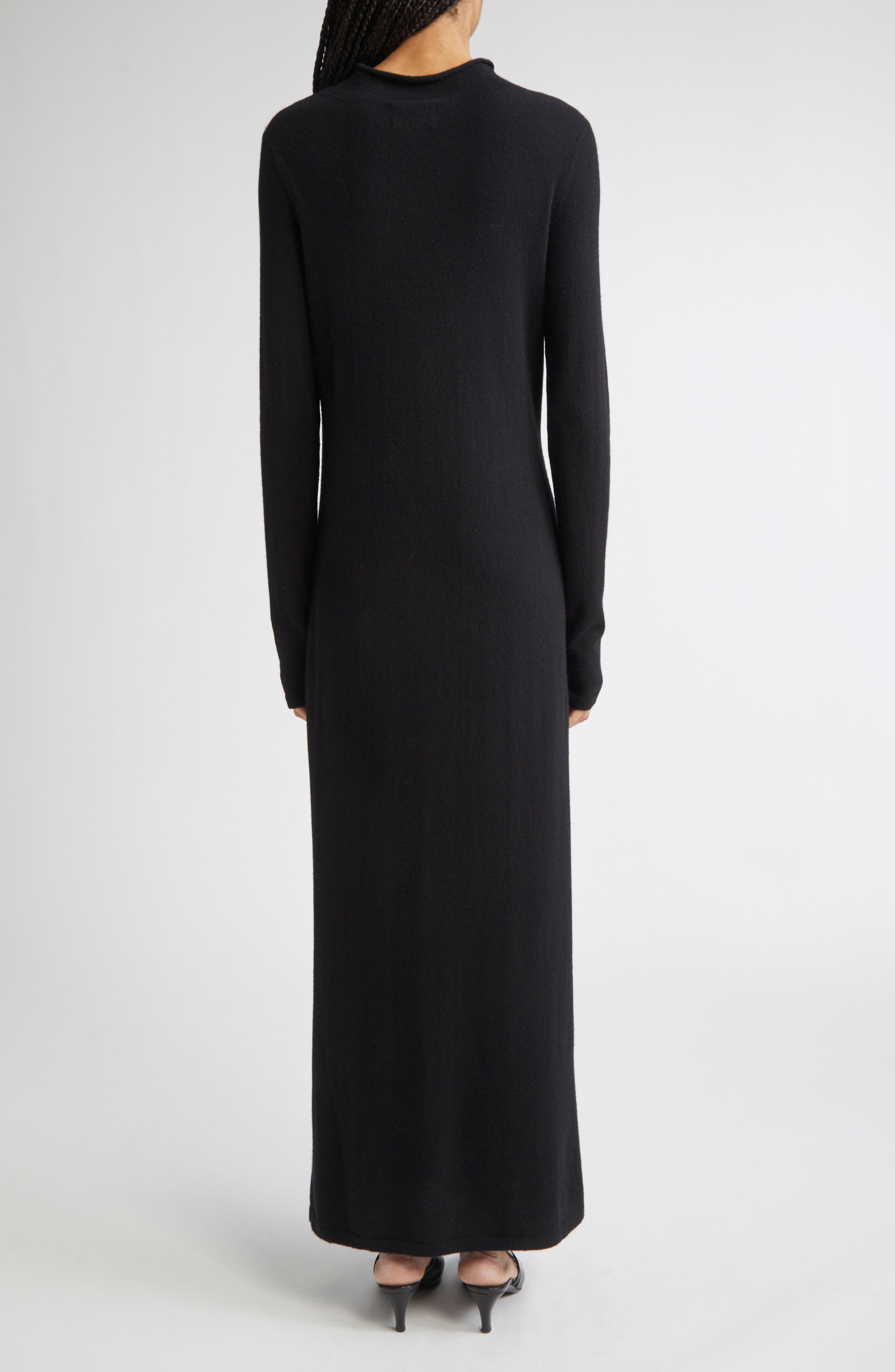 LOULOU DE SAISON Lucero Draped Long Sleeve Wool & Cashmere Sweater Dress in Black at Nordstrom - 3