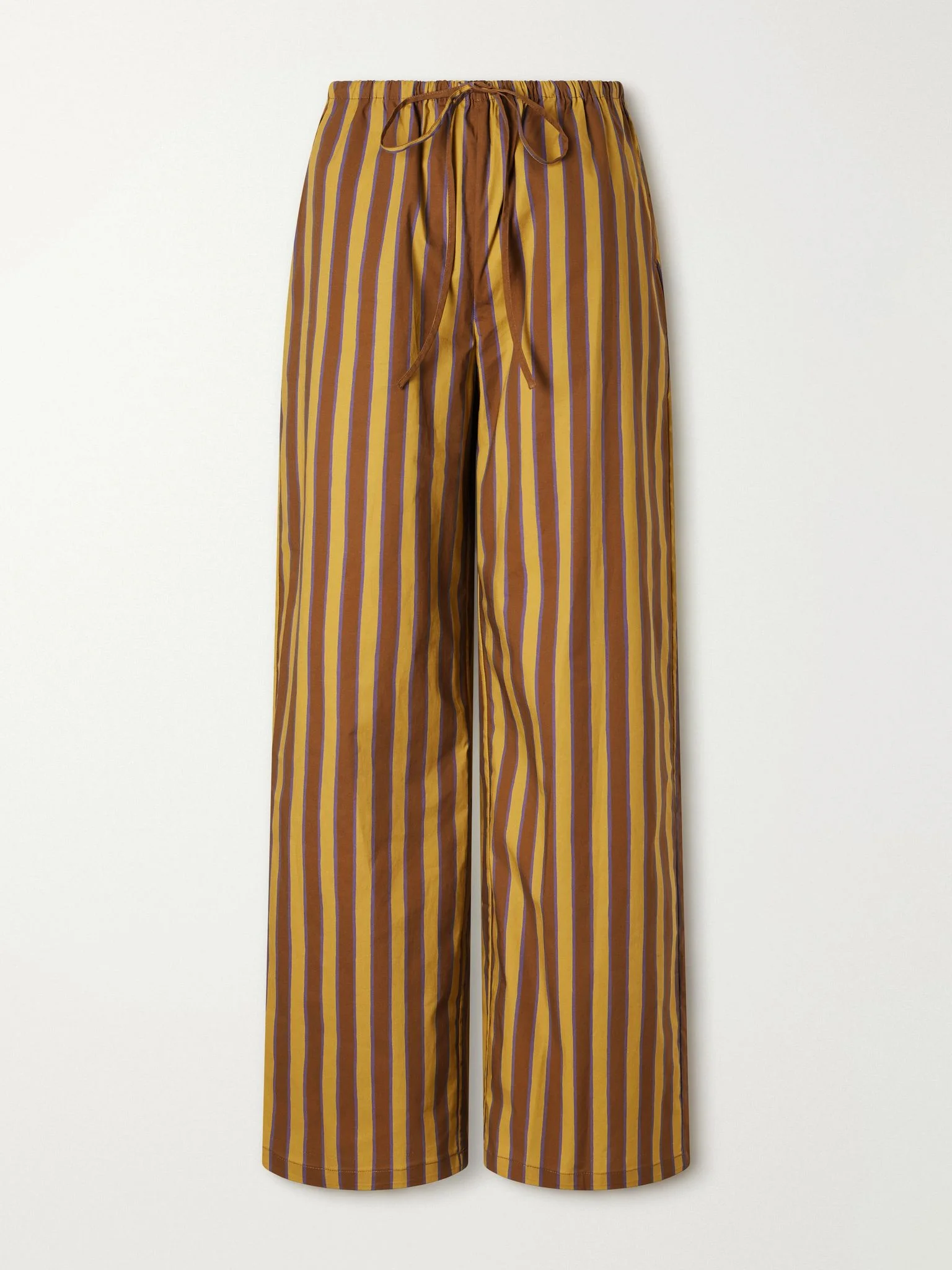 Mateo striped stretch cotton-gabardine mid-rise wide-leg pants Brown - 1