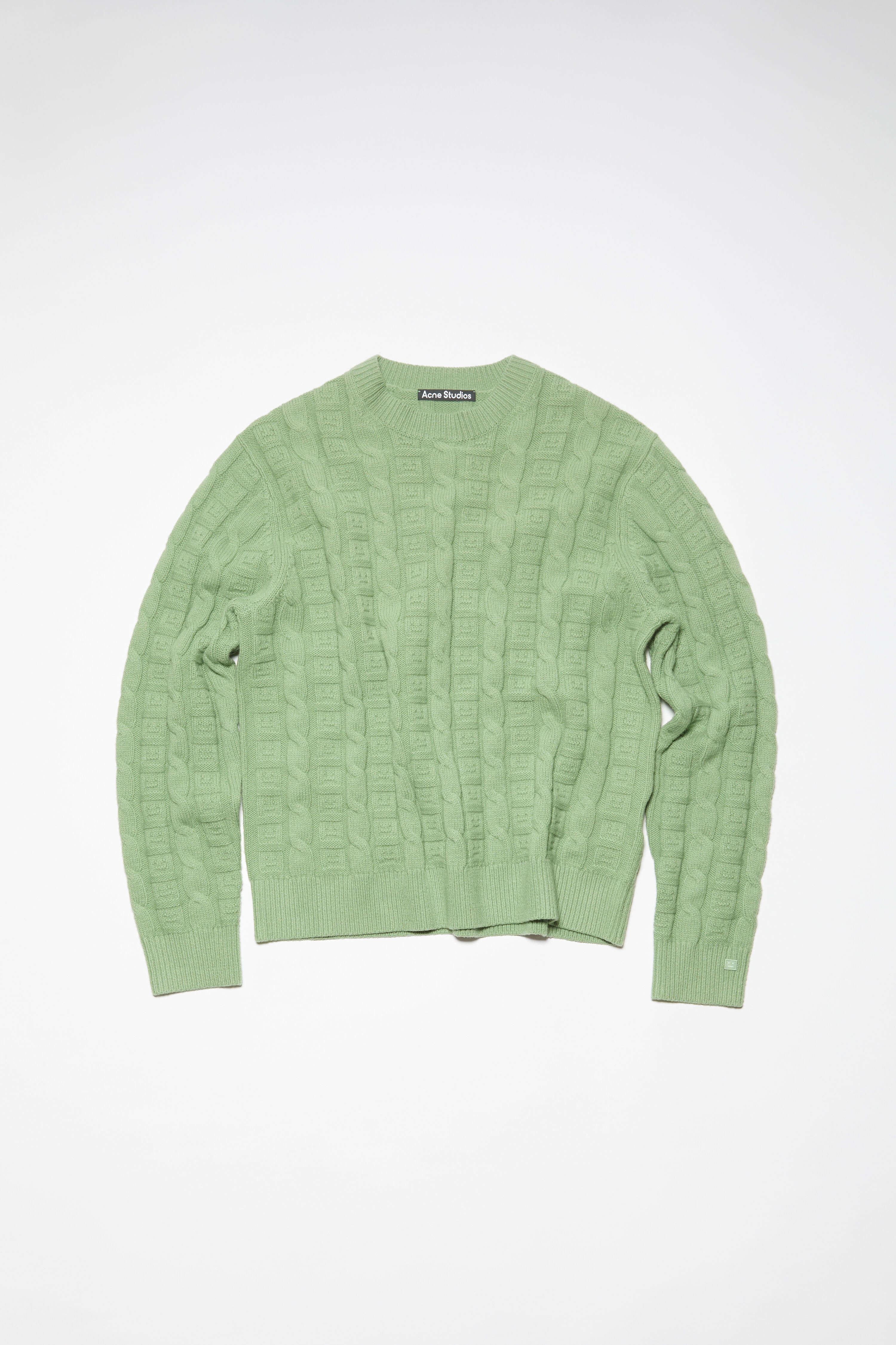 Cable wool jumper - Sage green - 1